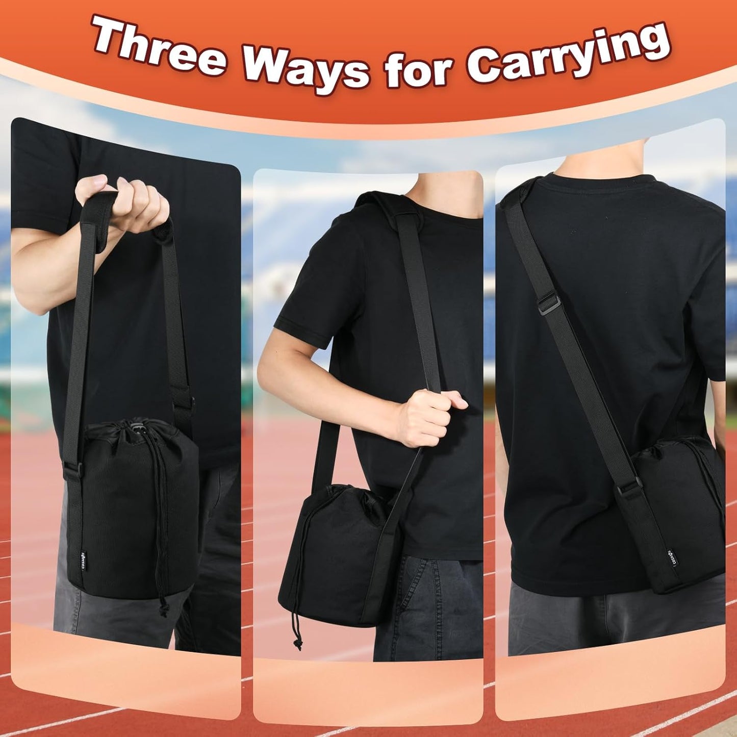 Cosmos Shot Put Carry Bag - Portable Shoulder Bag with Adjustable Strap and Foam Pad for Carrying Single Shot Put Ball from 6 LBS to 16 LBS