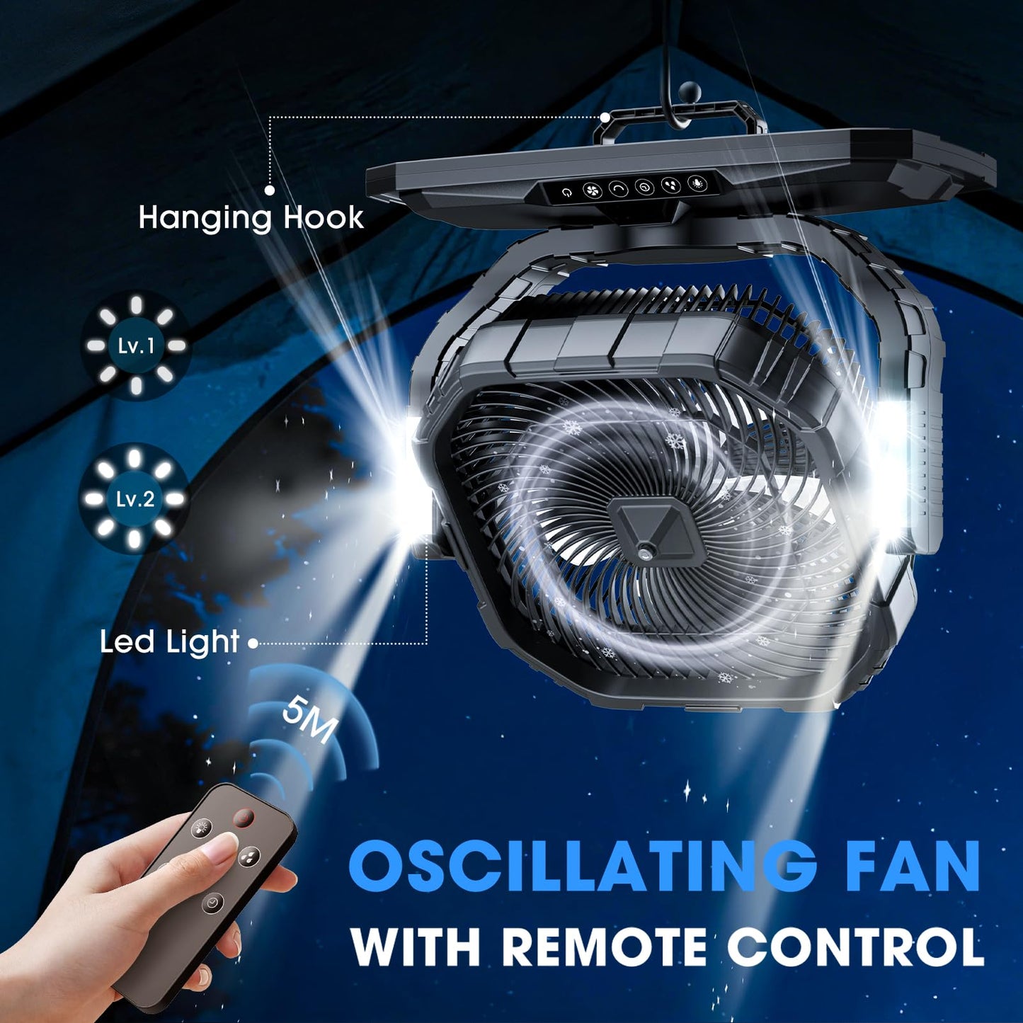 Ausic 5 Gal 12" Portable Misting Fan for Outside Patios, 30000mAh Outdoor Oscillating Rechargeable Battery Fan, Cooling Water Camping Fan with Telescopic Handle/Remote, Summer Essentials