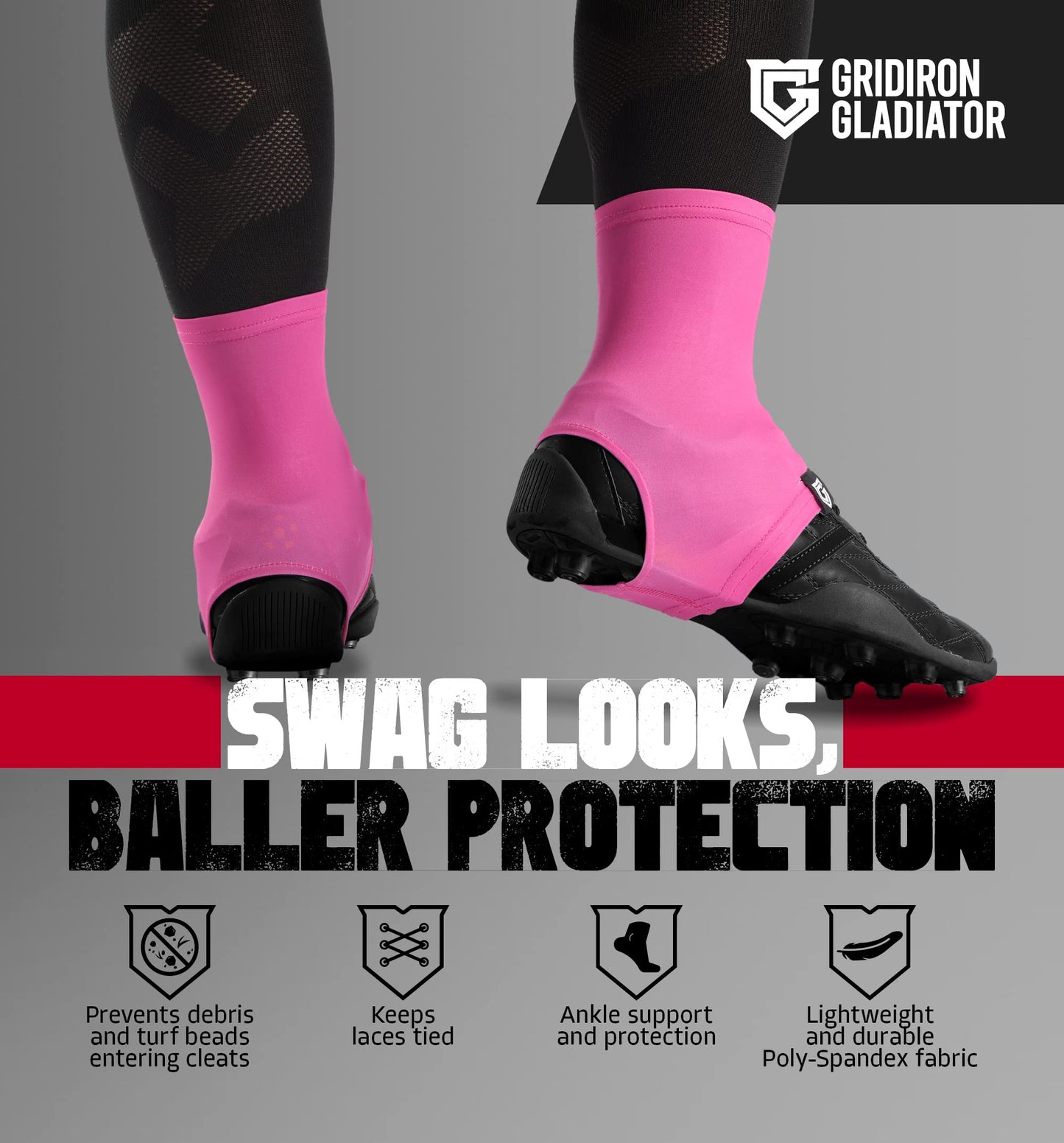 Gridiron Gladiator Football Spats - Spat Cleat Covers for Youth or Adult - Cover Cleats for Baseball Soccer Football - Shoe Sleeves - Sports Gear - Green - Medium