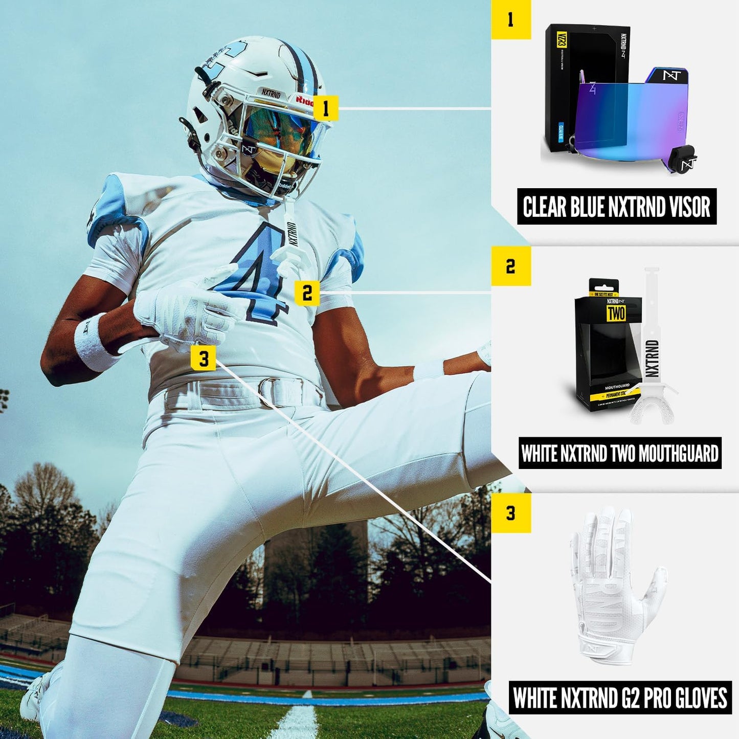 Nxtrnd VZR3 Football Visor, Curved Lens Technology, Fits Adult & Youth Football Helmets