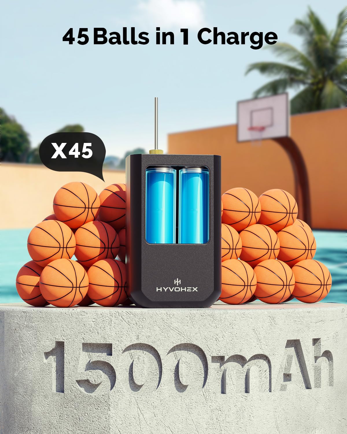 Ball Pump for Sports Balls, Portable Electric Basketball Pump Ultra Fast Inflation, with Digital LED Display Air Pump for Balls, Preset Pressure with Ball Needle for Soccer, Volleyball
