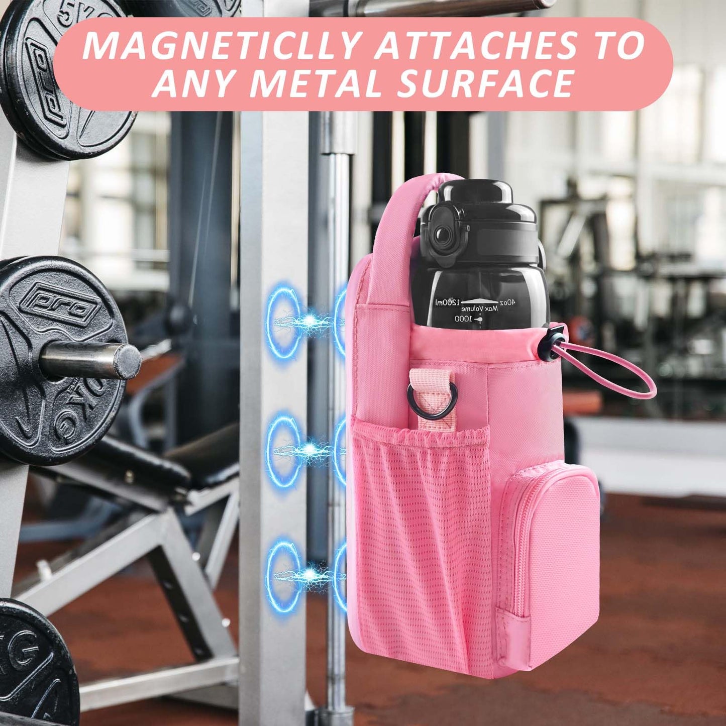 Magnetic Gym Bag for Men and Women, Magnetic Water Bottle Holder for Gym, Small Gym Bag, Gym Gifts for Women and Men (Blue, <40 OZ)