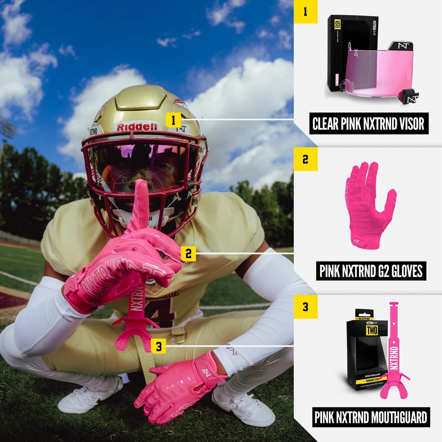 Nxtrnd VZR3 Football Visor, Curved Lens Technology, Fits Adult & Youth Football Helmets