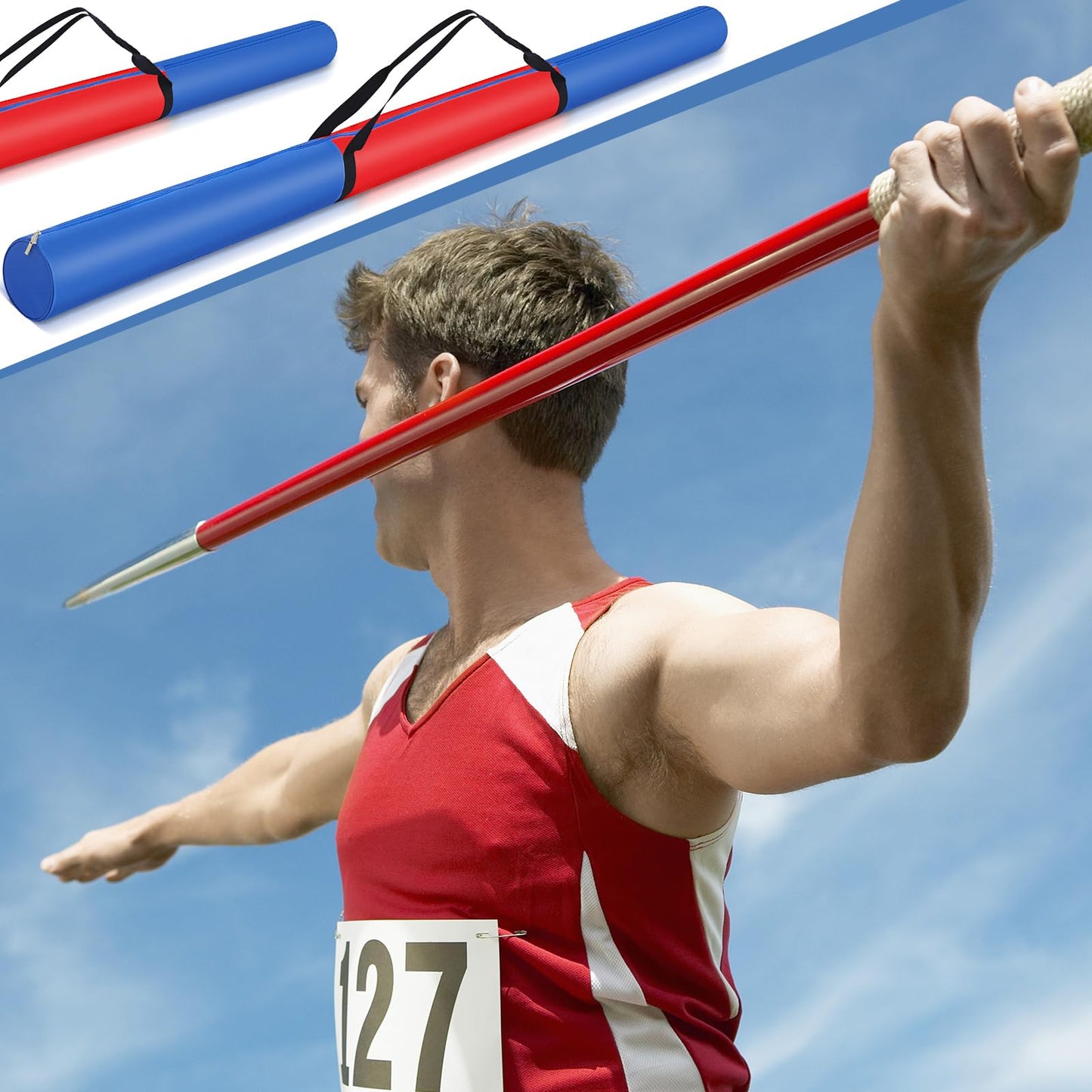 Javelin Carrying Bag Heavy Duty Polyester Fabric Javelin Carrying Case for Track and Field Throwing Equipment, Hold up to 10 Javelins