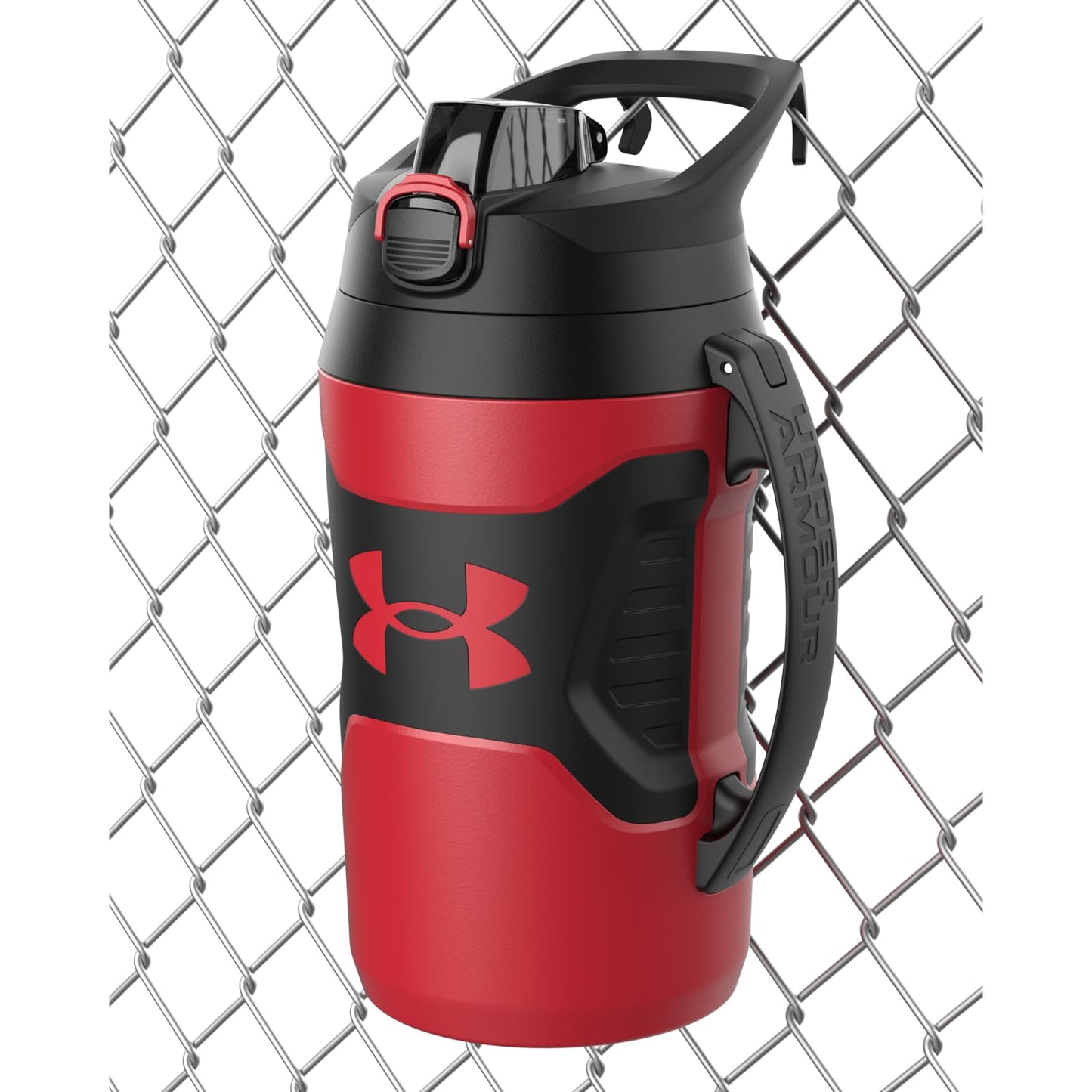 Under Armour Insulated Water Bottle with Handle & Fence Hook, Half Gallon Sports Water Jug, Leak-Resistant & BPA-Free for Baseball, Football & Gym - Black/Black, 64oz