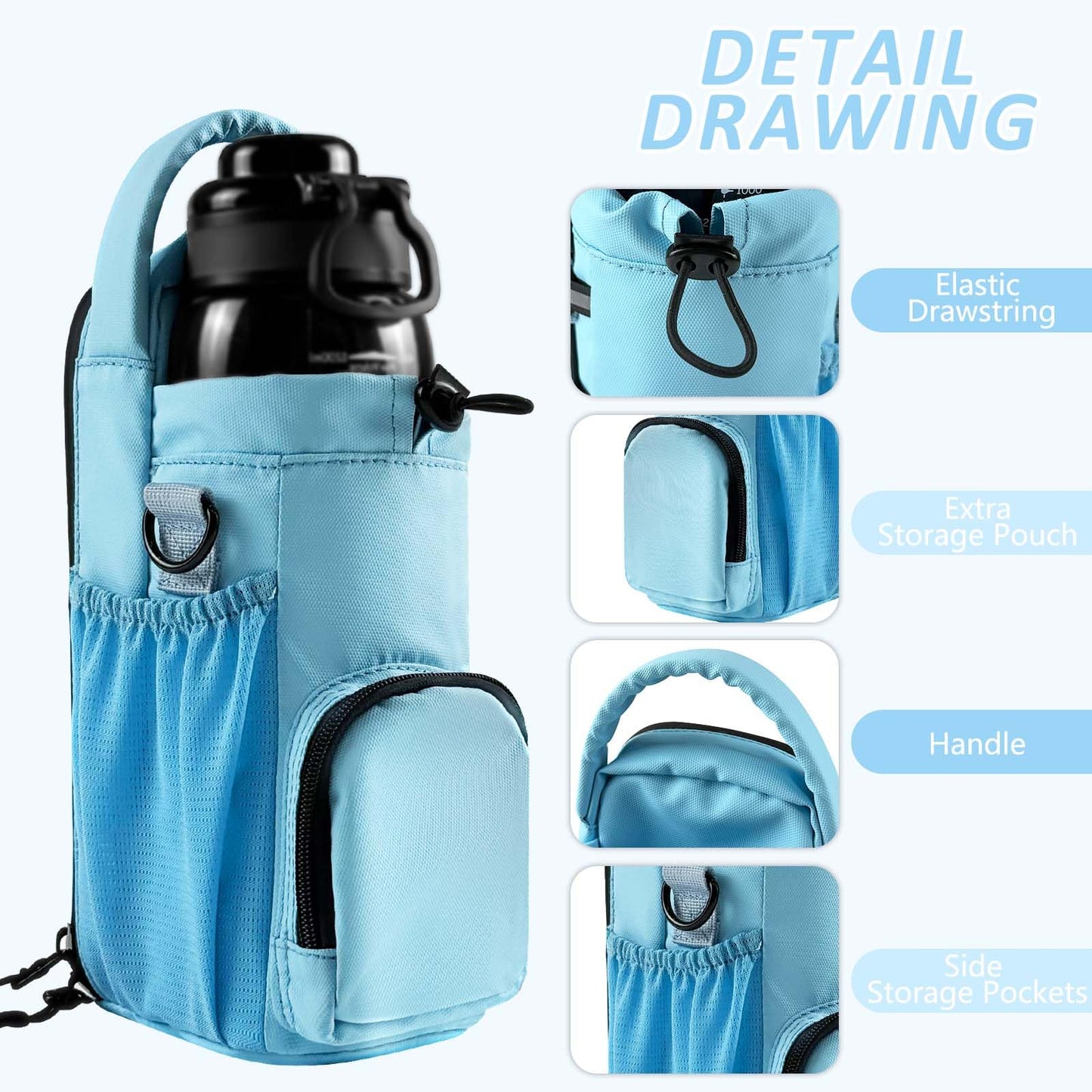 Magnetic Gym Bag for Men and Women, Magnetic Water Bottle Holder for Gym, Small Gym Bag, Gym Gifts for Women and Men (Blue, <40 OZ)