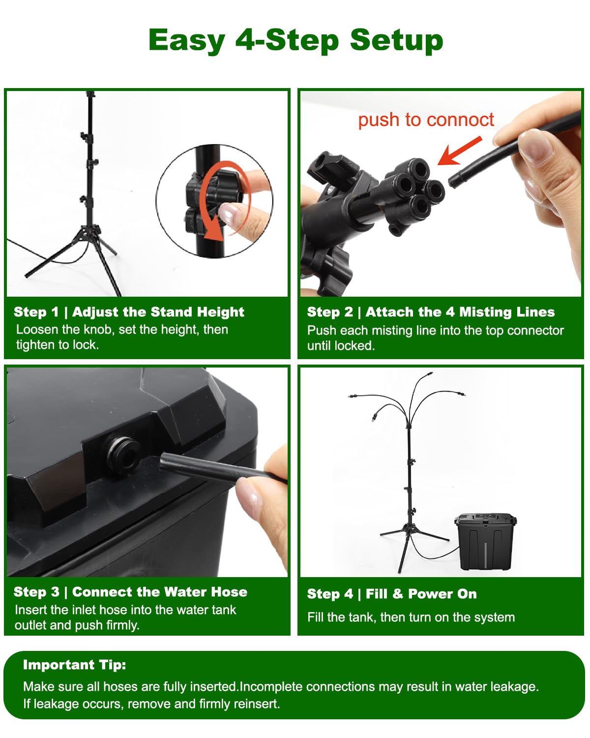 Ausic Portable Misting System with Stand, Water Cooling Misters Set for Outside Patio - 9L Bucket Built-in 10000mAh Battery & PCS Pump & Timer for Outdoor, Canopy, Sport, Golf, Beach, Greenhouse, Camp
