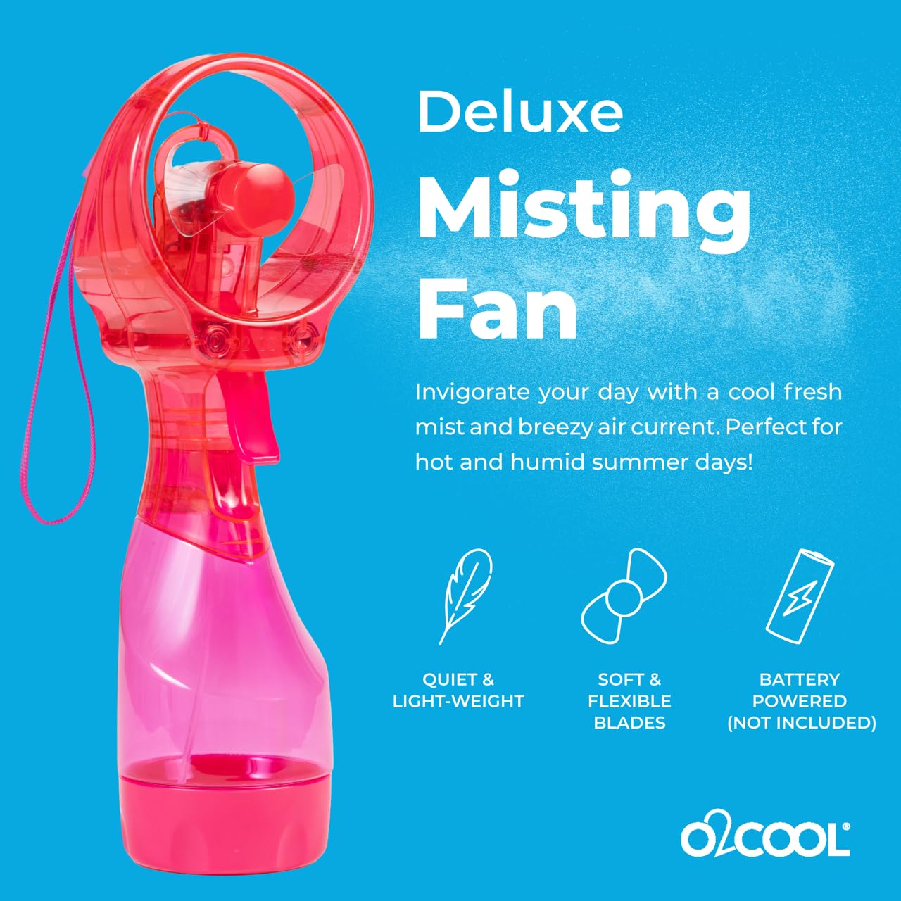 O2COOL Deluxe Handheld Battery Powered Water Misting Fan (Green)