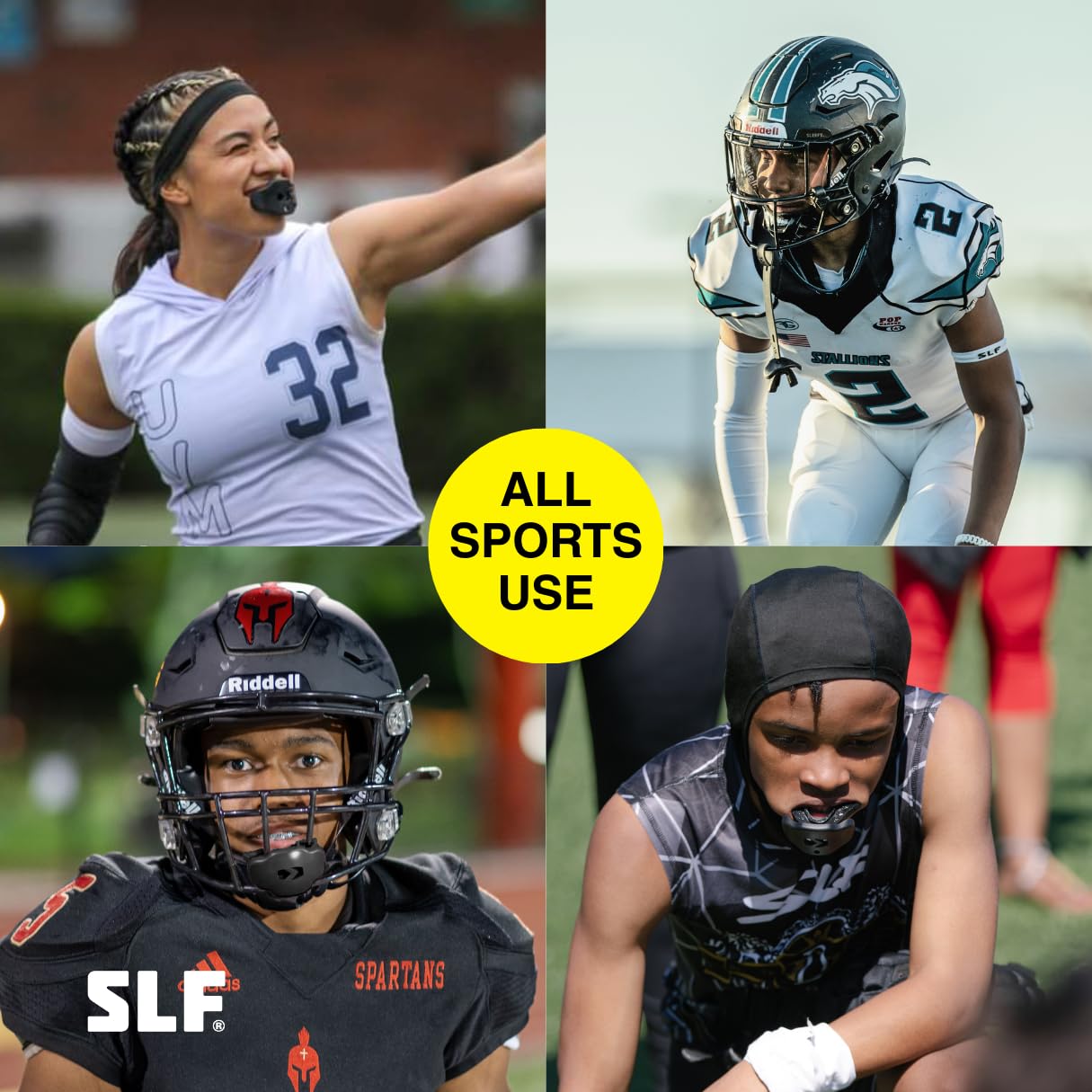 SLEEFS Football Mouth Guard - Youth Mouthguard with Strap - Lip/Teeth Protector Mouthpiece - No Boil - for Youth/Adults, Maximum Air Flow, for All Sports - Cross