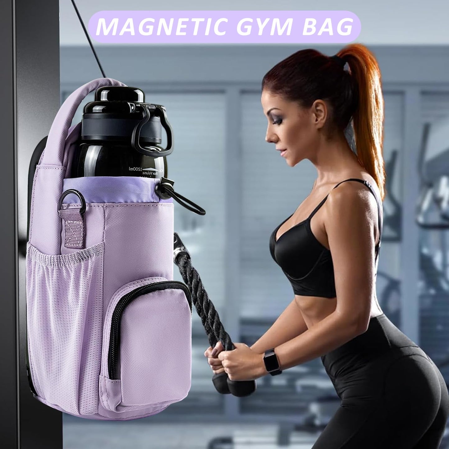 Magnetic Gym Bag for Men and Women, Magnetic Water Bottle Holder for Gym, Small Gym Bag, Gym Gifts for Women and Men (Blue, <40 OZ)