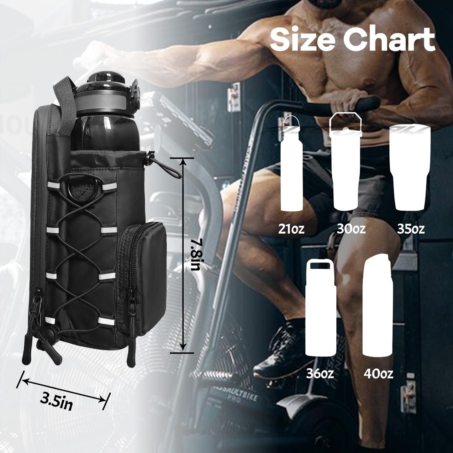 Magnetic Gym Bag for Men and Women, Magnetic Water Bottle Holder for Gym, Small Gym Bag, Gym Gifts for Women and Men (Blue, <40 OZ)