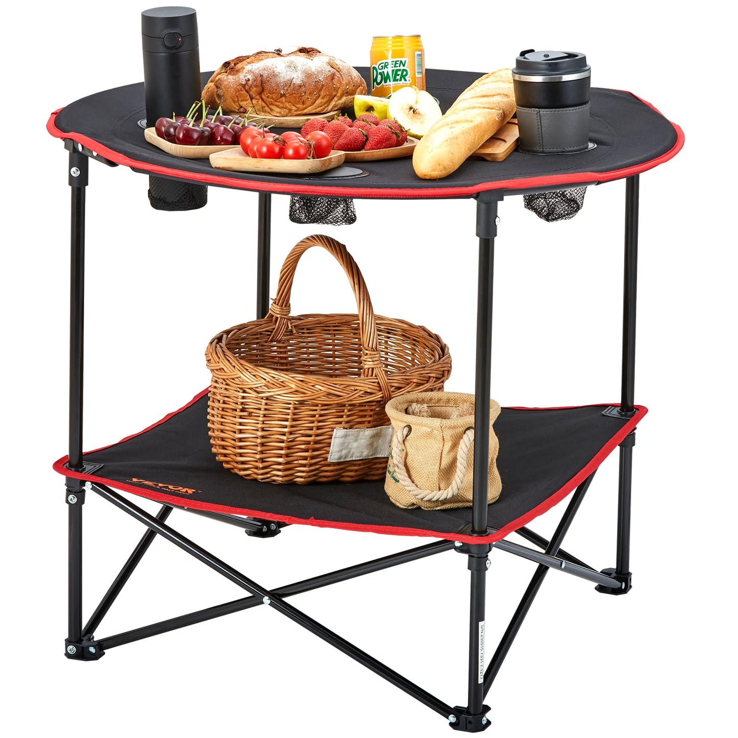 VEVOR Folding Camping Table, Portable Roll Up Side Tables, Lightweight Aluminum Beach Table for Outdoor BBQ Tailgating Picnic, Travel (47 inch-Black)