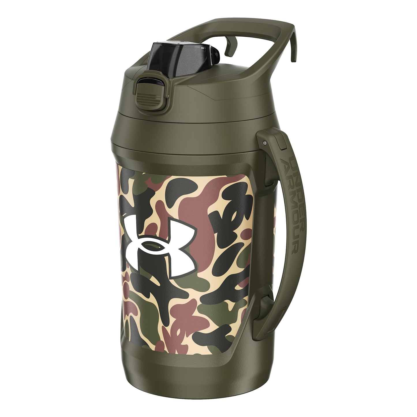 Under Armour Insulated Water Bottle with Handle & Fence Hook, Half Gallon Sports Water Jug, Leak-Resistant & BPA-Free for Baseball, Football & Gym - Black/Black, 64oz