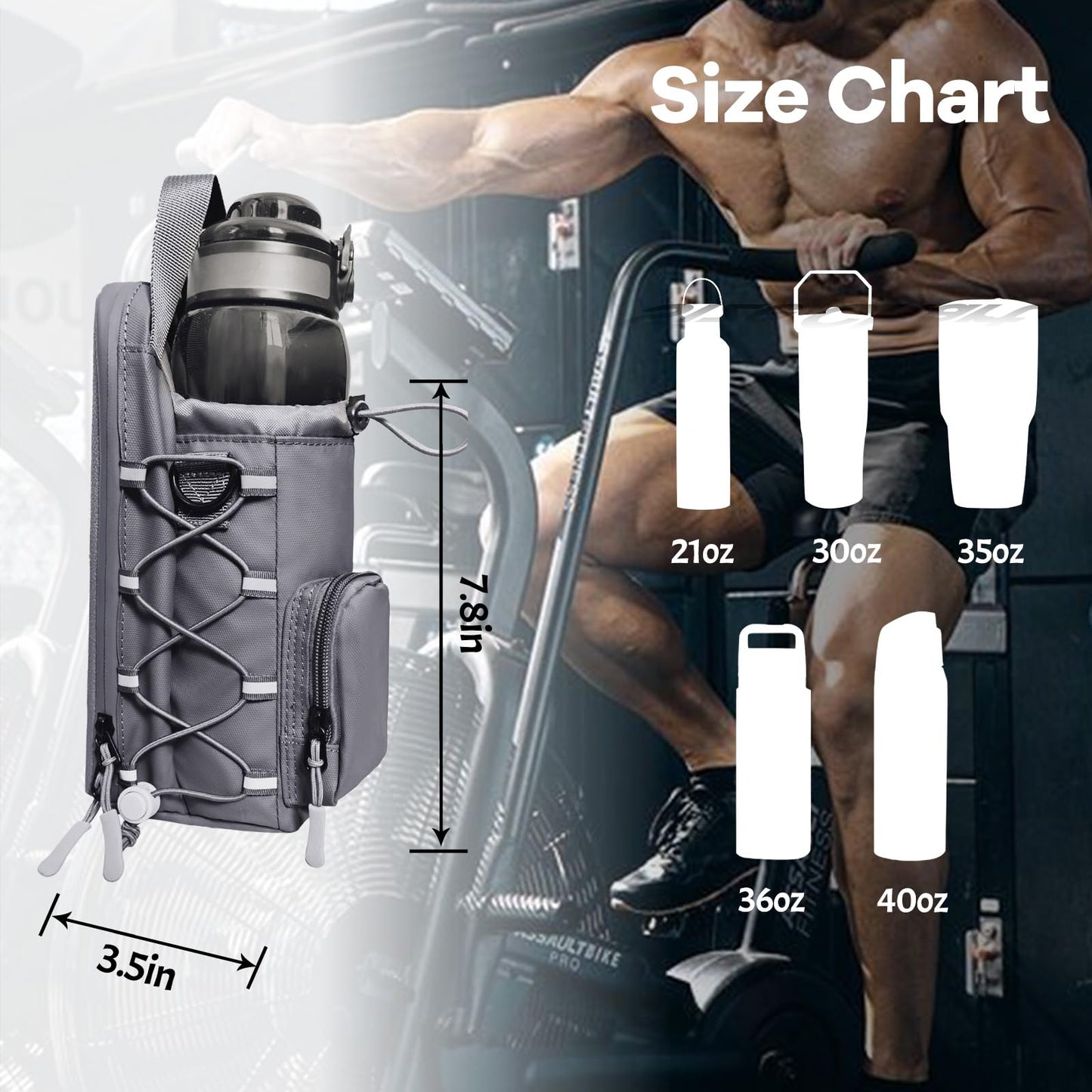 Magnetic Gym Bag for Men and Women, Magnetic Water Bottle Holder for Gym, Small Gym Bag, Gym Gifts for Women and Men (Blue, <40 OZ)