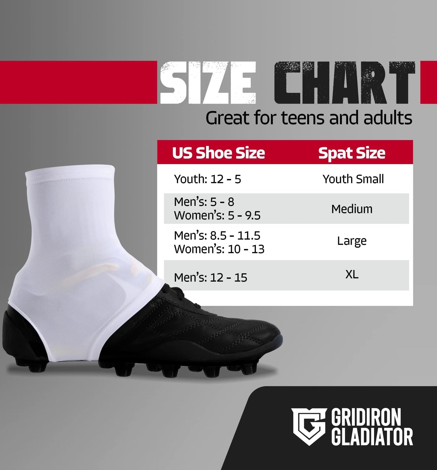 Gridiron Gladiator Football Spats - Spat Cleat Covers for Youth or Adult - Cover Cleats for Baseball Soccer Football - Shoe Sleeves - Sports Gear - Green - Medium