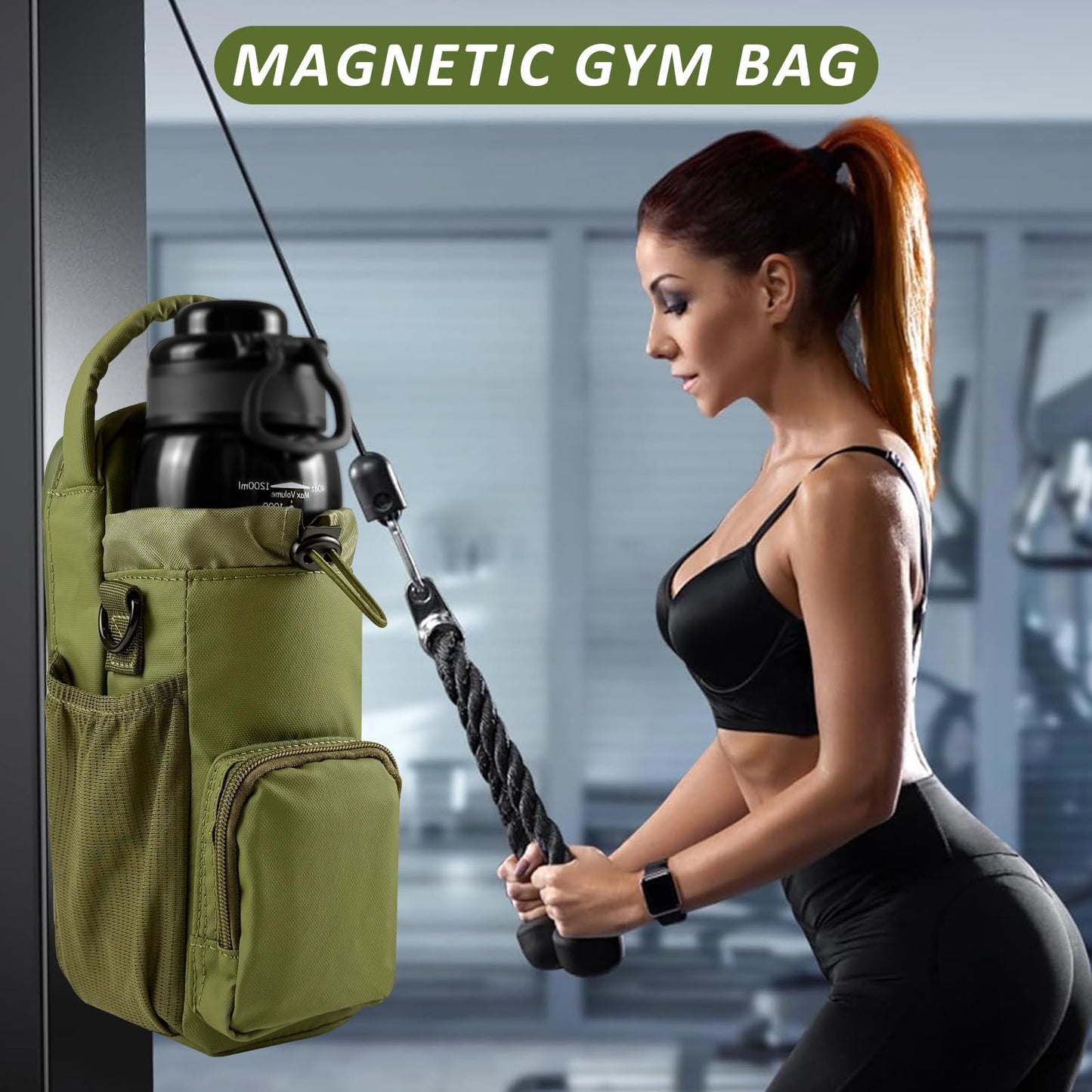 Magnetic Gym Bag for Men and Women, Magnetic Water Bottle Holder for Gym, Small Gym Bag, Gym Gifts for Women and Men (Blue, <40 OZ)