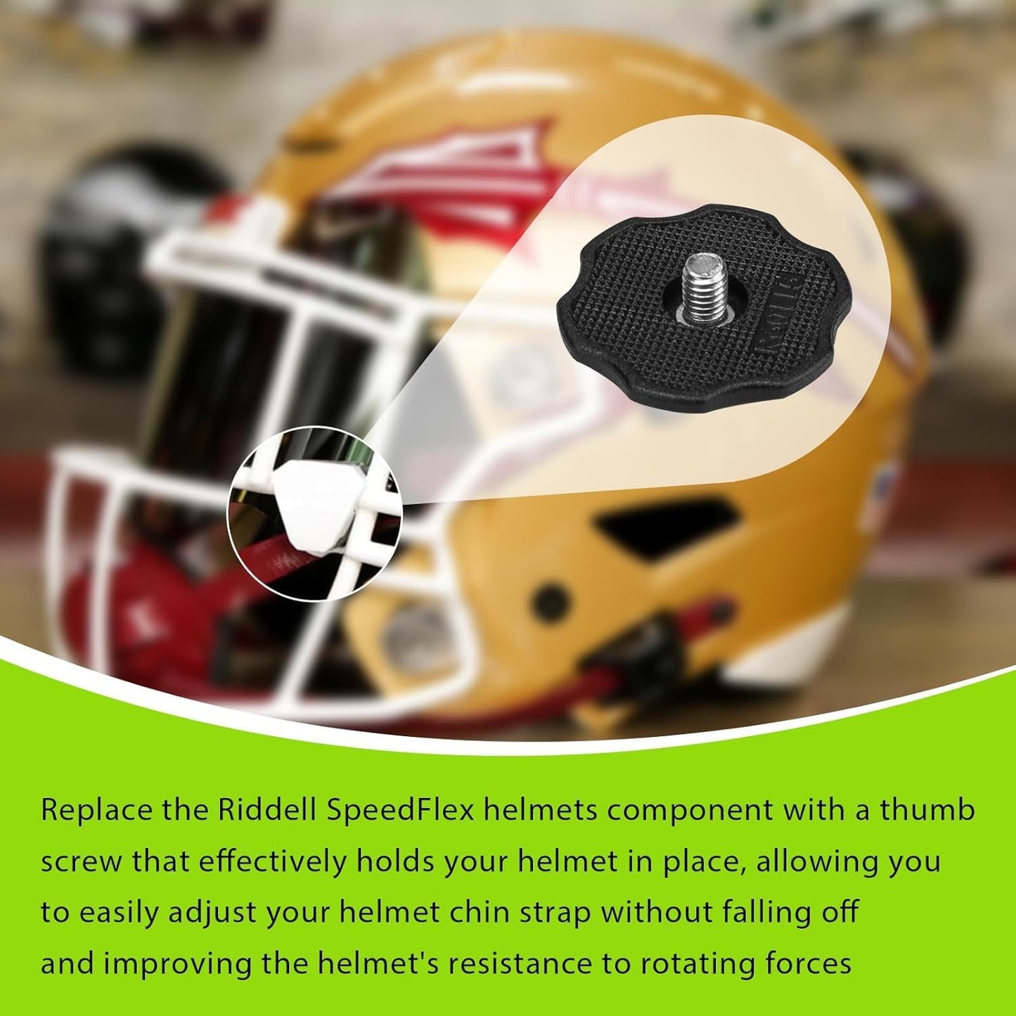 Football Helmet Thumb Screws & Helmet Pump and Inflation Needle Compatible with Riddell SpeedFlex, Keep for Speedflex Youth Football Helmet Chinstrap Stabilization System to Reduce Head Injury
