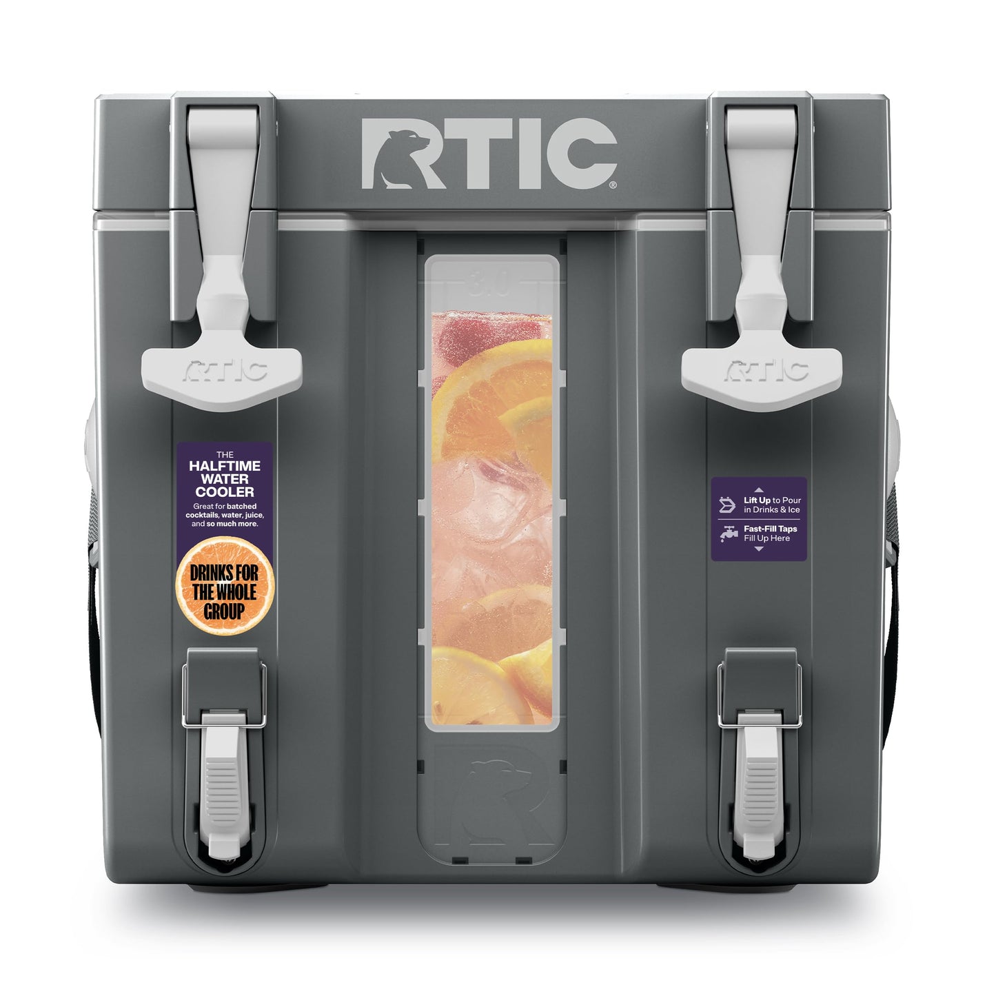 RTIC Halftime 3 Gallon Water Cooler Dispenser, Dual Taps, White | Insulated Beverage Dispenser for Sports, Parties, Camping, BBQ and Picnics, Dual Taps, Stackable, BPA Free