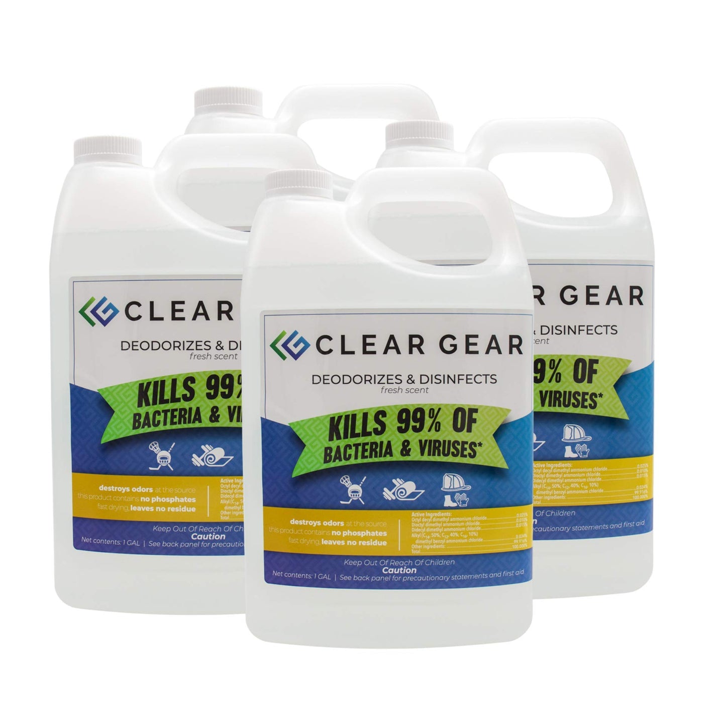 Clear Gear Disinfectant Cleaner, and Deodorizer For Sports Equipment, Gyms, and Fitness Centers - EPA-Registered, Hospital Grade, Made in USA - 1-Pack of 32 Oz Bottle Disinfecting Spray
