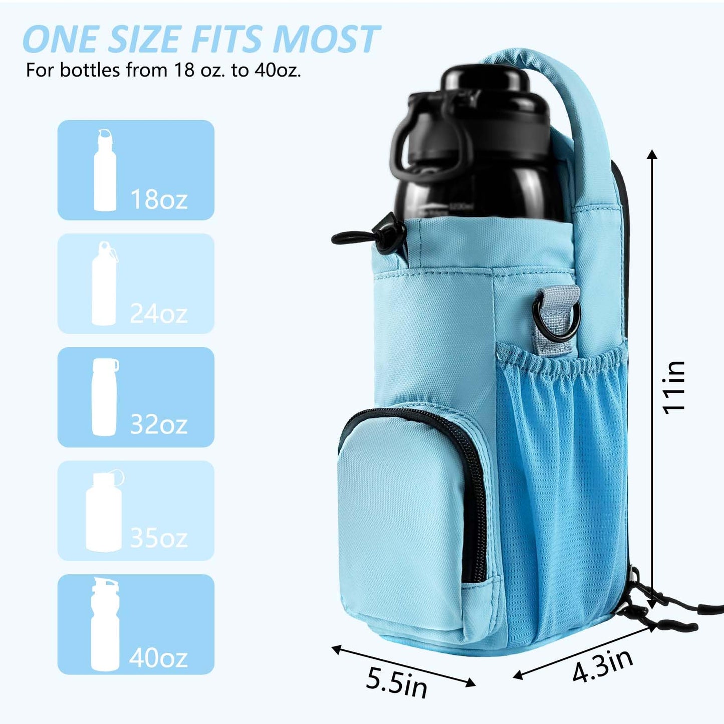 Magnetic Gym Bag for Men and Women, Magnetic Water Bottle Holder for Gym, Small Gym Bag, Gym Gifts for Women and Men (Blue, <40 OZ)