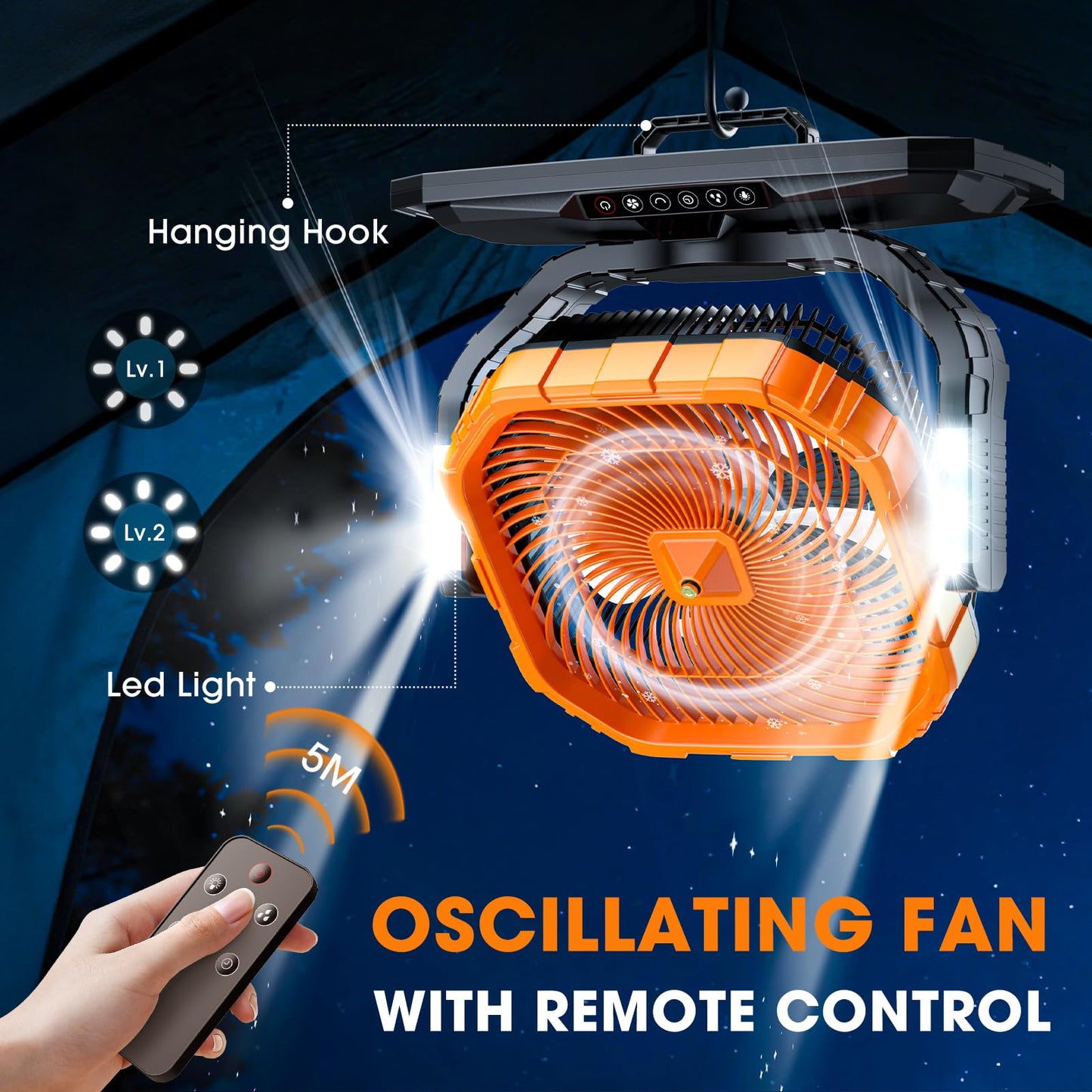 Ausic 5 Gal 12" Portable Misting Fan for Outside Patios, 30000mAh Outdoor Oscillating Rechargeable Battery Fan, Cooling Water Camping Fan with Telescopic Handle/Remote, Summer Essentials
