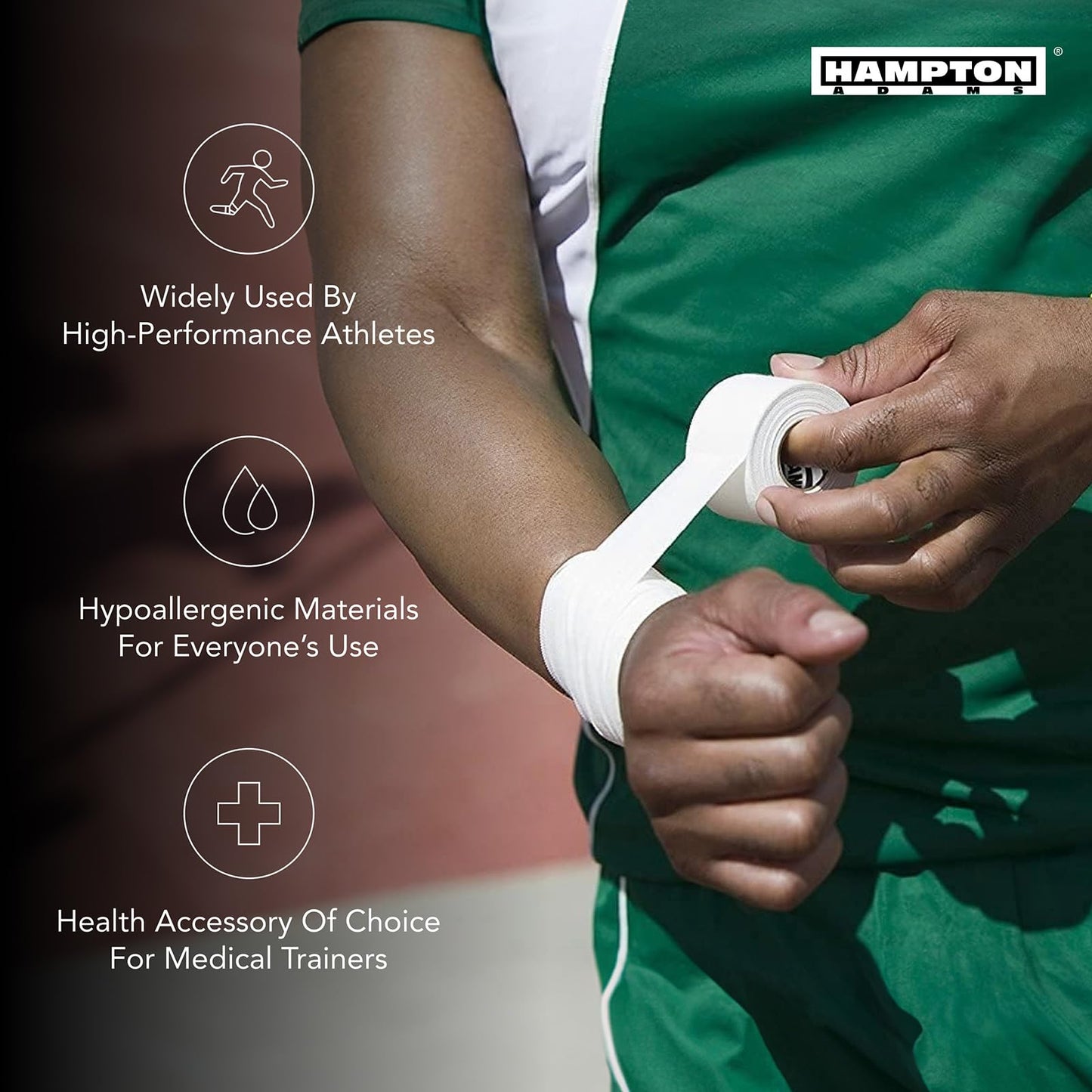 Hampton Adams | As Seen on Shark Tank | Original Athletic Sports Tape (3-Pack) | 45ft Rolls | Very Strong Easy Tear NO Sticky Residue | Best Tape for Athlete & Trainers | Fingers Ankles