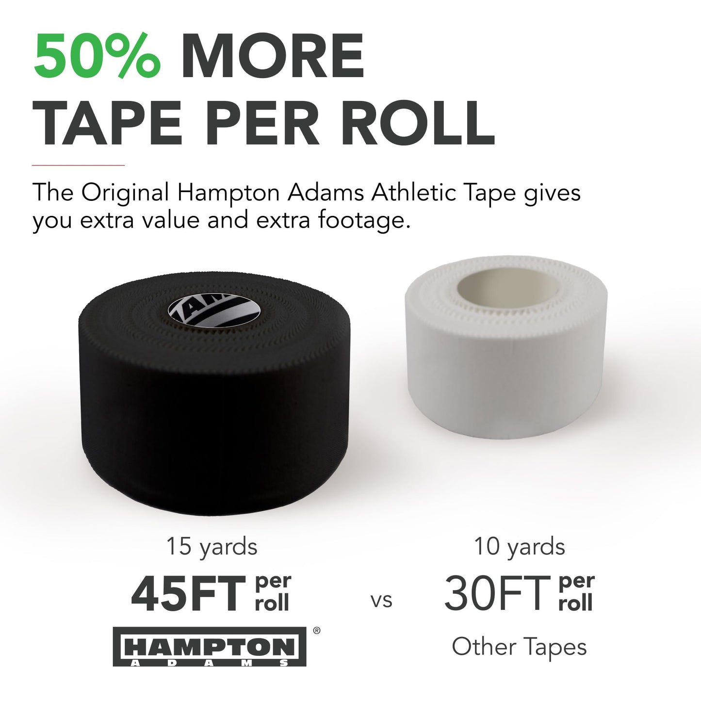 Hampton Adams | As Seen on Shark Tank | Original Athletic Sports Tape (3-Pack) | 45ft Rolls | Very Strong Easy Tear NO Sticky Residue | Best Tape for Athlete & Trainers | Fingers Ankles