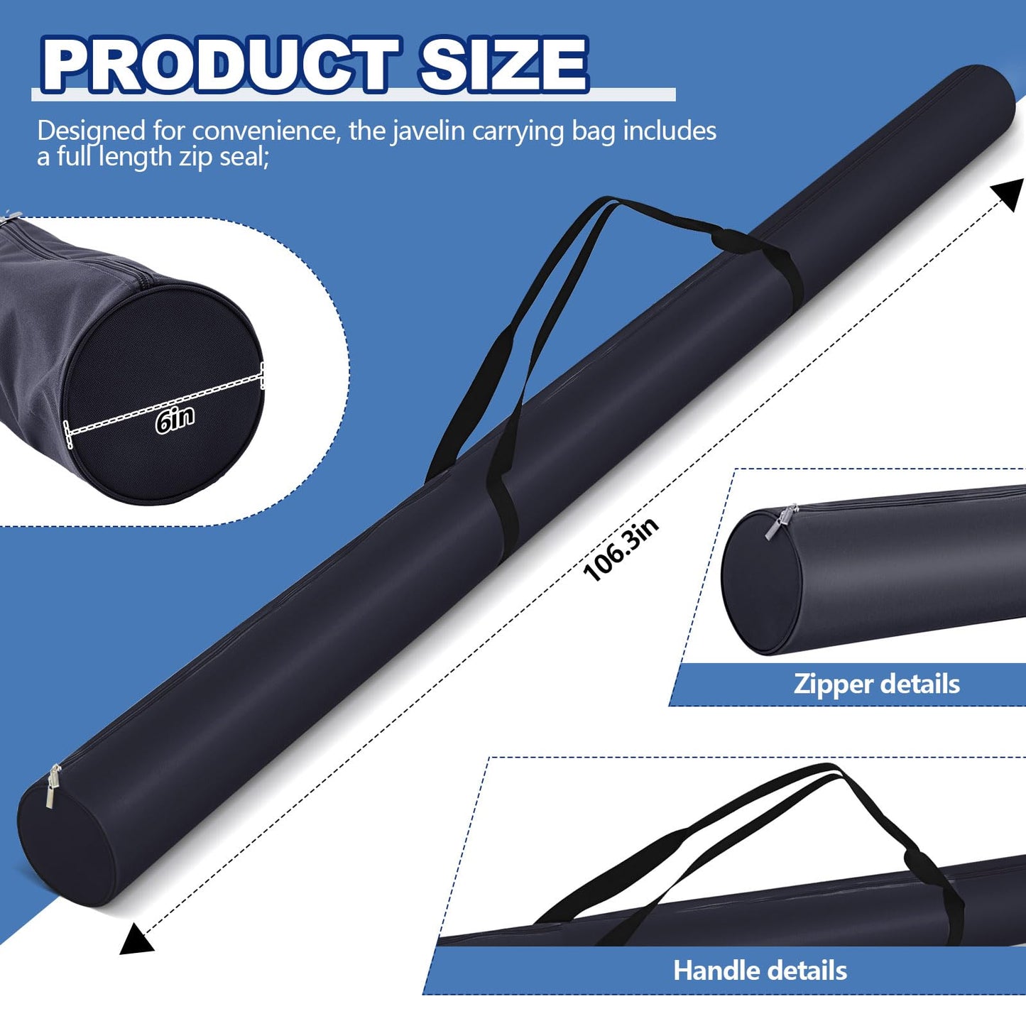 Javelin Carrying Bag Heavy Duty Polyester Fabric Javelin Carrying Case for Track and Field Throwing Equipment, Hold up to 10 Javelins