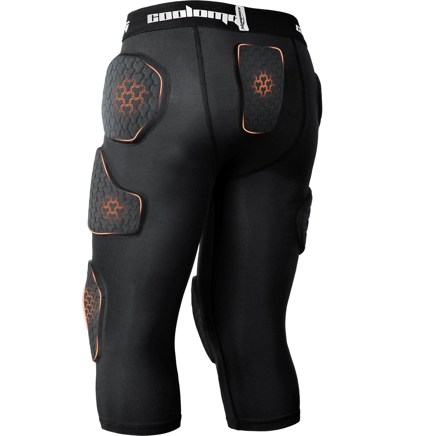 COOLOMG Youth Girdle Football 7-Pad for Knee Thigh Hip Tailbone Protection | Boys Football Padded Compression Girdle Shorts with Knee Pads