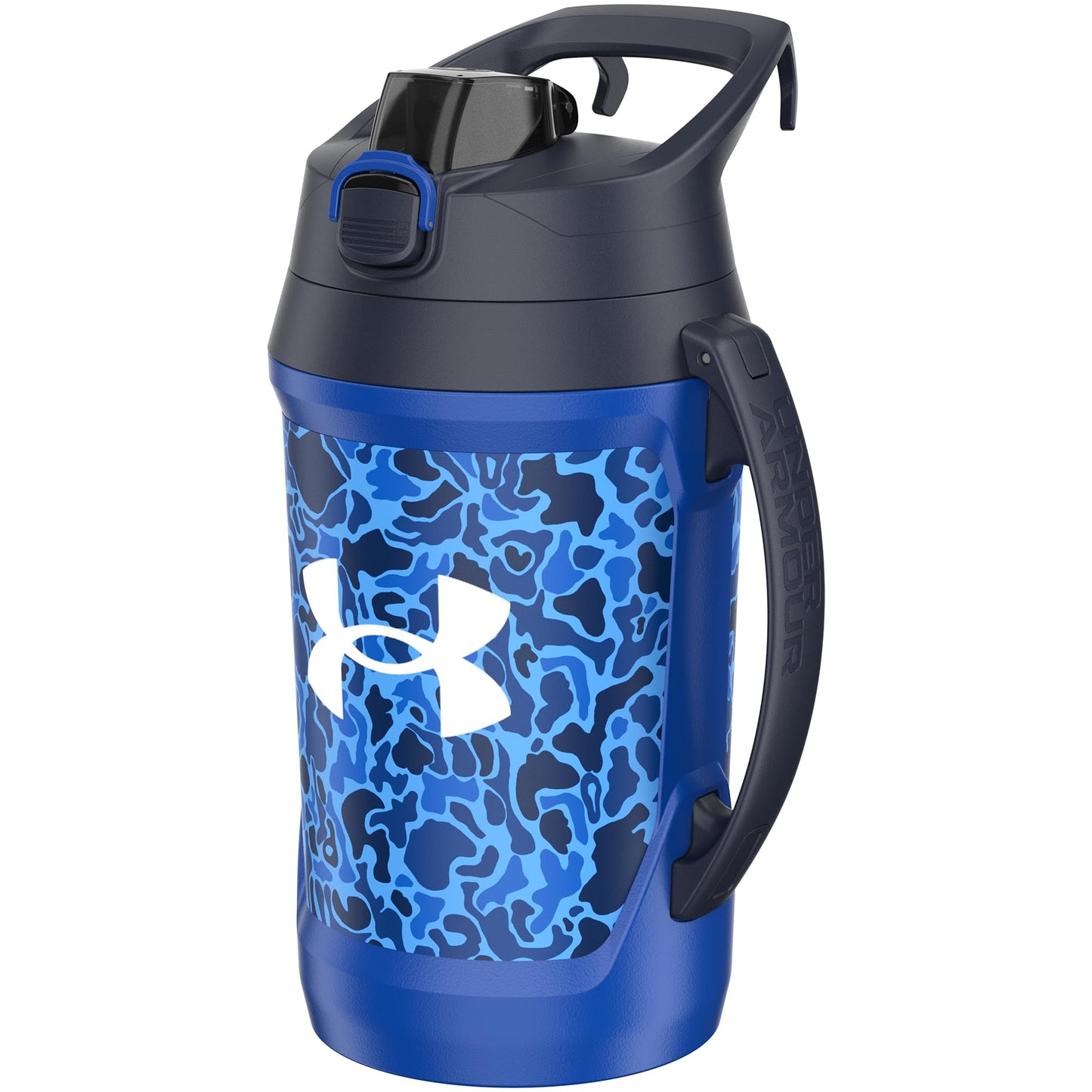Under Armour Insulated Water Bottle with Handle & Fence Hook, Half Gallon Sports Water Jug, Leak-Resistant & BPA-Free for Baseball, Football & Gym - Black/Black, 64oz