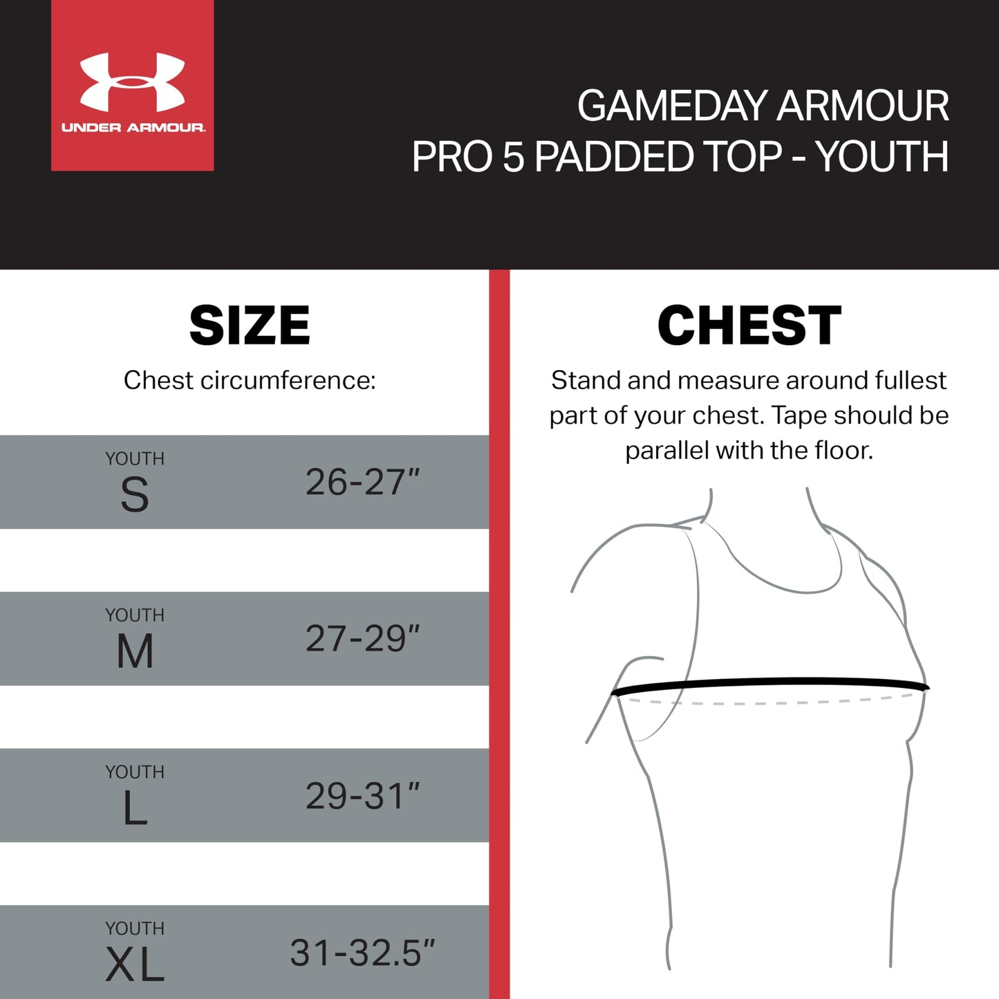 Under Armour Gameday Pro 5-Pad Youth Football Compression Shirt Protective Top
