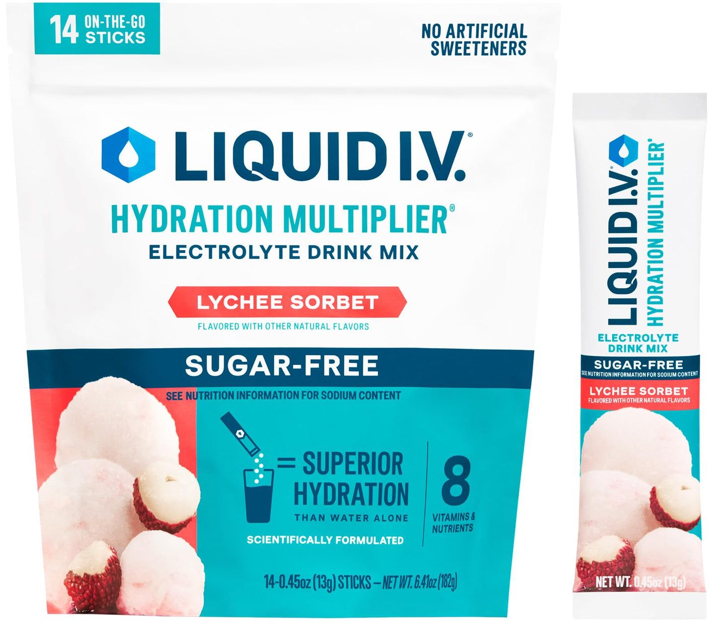 Liquid I.V.® Hydration Multiplier® Sugar-Free - Ring Pop Cherry | Electrolyte Powder Drink Mix | 1 Pack (14 Servings)