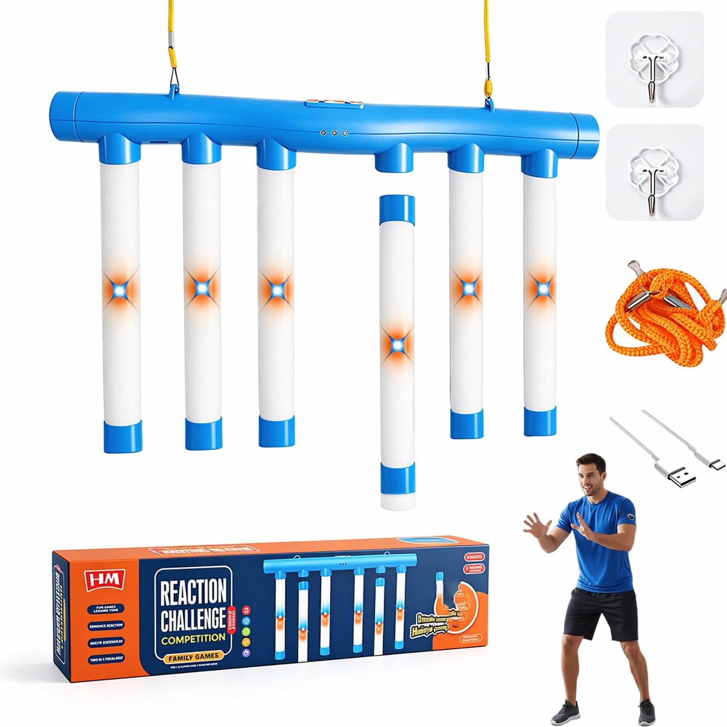 Reflex Drop Sticks Game, Reaction Training Tool with 3 Speed Levels, Falling Catching Sticks for Hand-Eye Coordination, Focus & Reaction Time Training for Adults