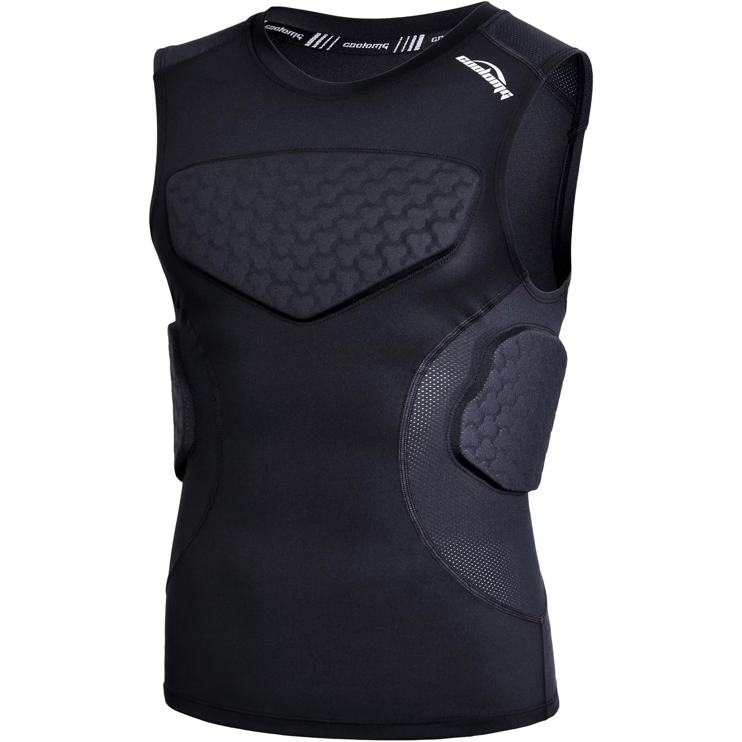COOLOMG Youth Padded Football Shirt Chest Rib Protector | Football Compression Undershirt Back Protection