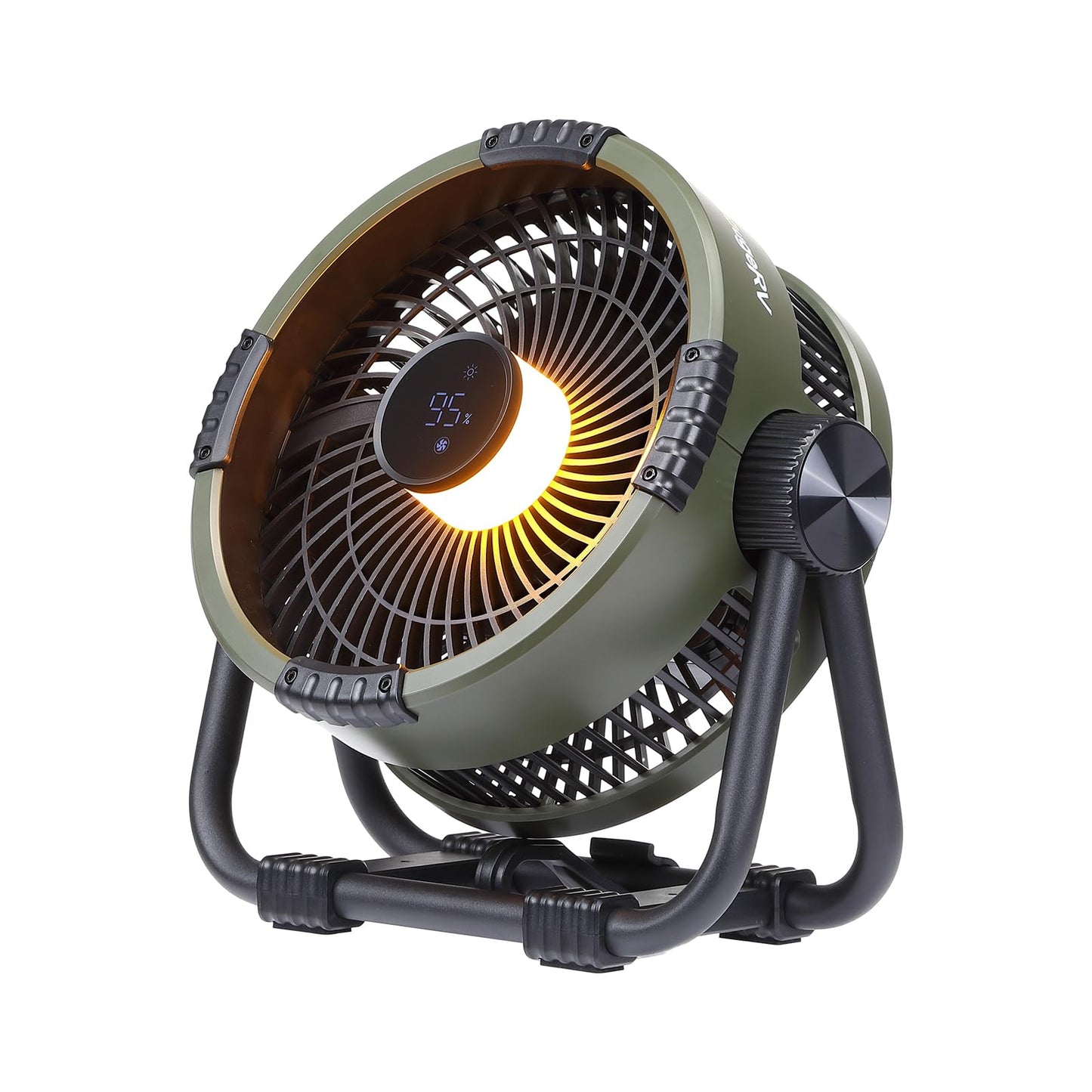 BougeRV Portable Fan Rechargeable, 20000mAh Battery Powered Fans with 4 Wind Speeds Hook Brighter Light LCD Display 270° Rotatable for Camping, Tent, Outdoors, Office, Travel, RV, Black
