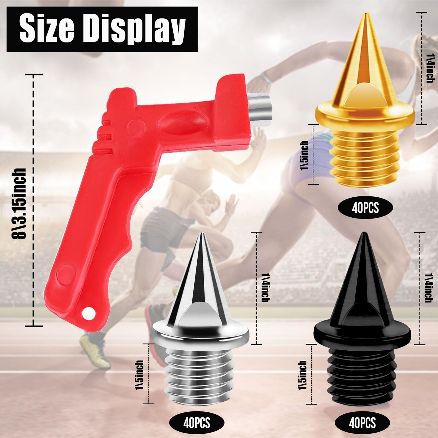 JULMELON 120PCS 1/4inch Stainless Steel Track and Cross Country Spikes Golf Shoe Spikes with Spike Wrench, Replacement Spikes for Sprint Sports Short Running Track Shoes