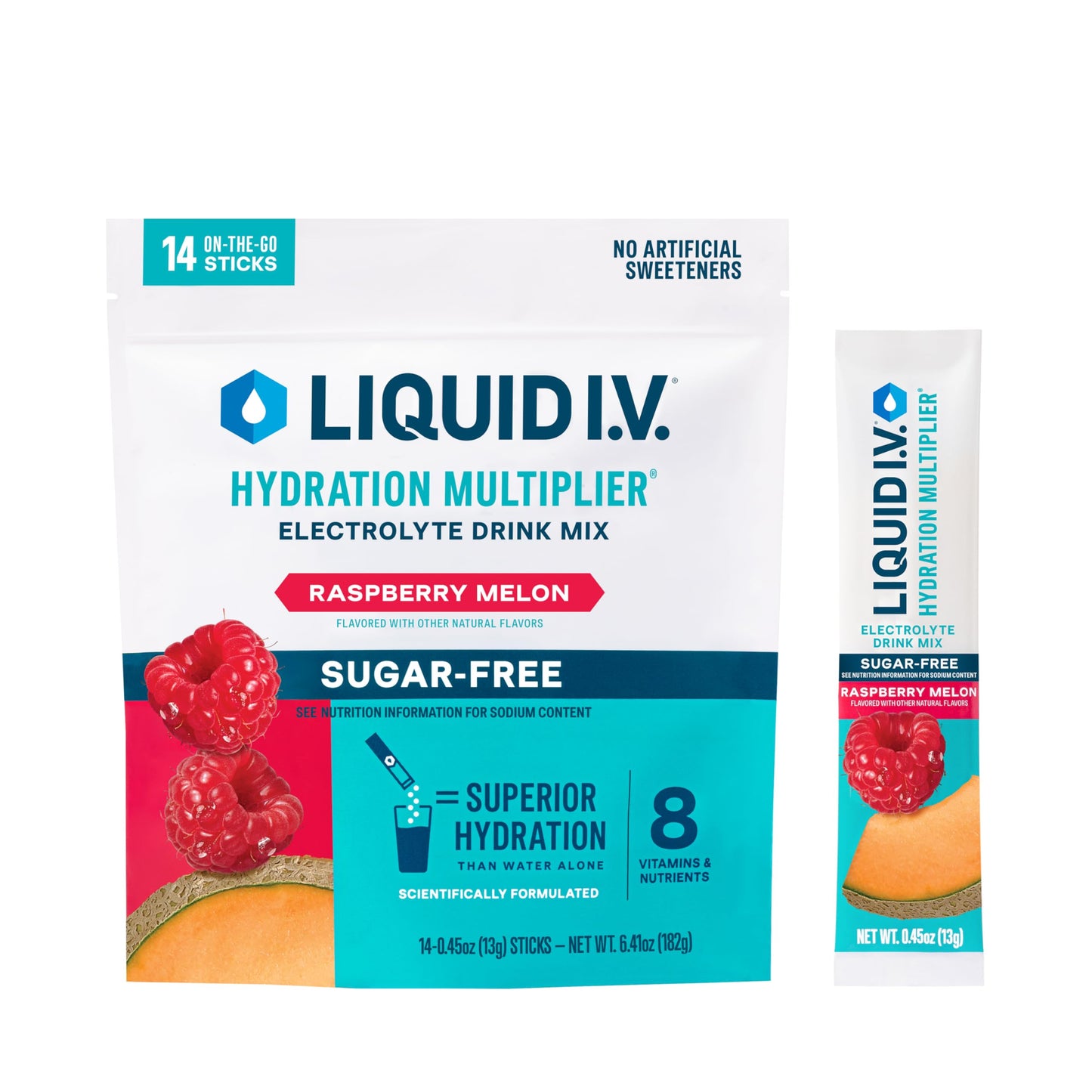 Liquid I.V.® Hydration Multiplier® Sugar-Free - Ring Pop Cherry | Electrolyte Powder Drink Mix | 1 Pack (14 Servings)