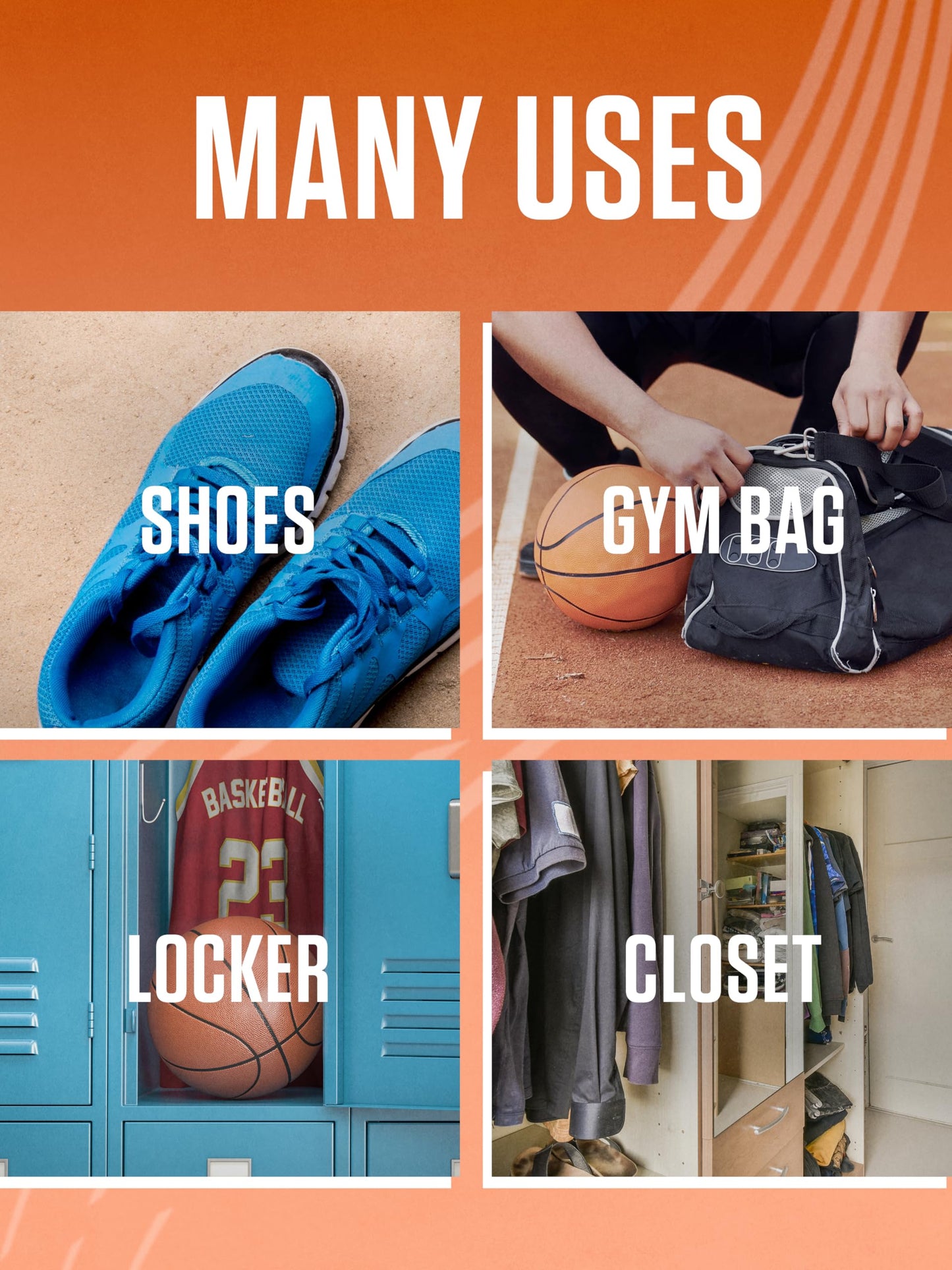 Sneaker Balls Odor-Fighting Shoe Fresheners, Eliminates Unpleasant Smells, Perfect For Sneakers, Gym Bags, Gear Bags, Drawers, Lockers, And More!, Football, 2 Pack