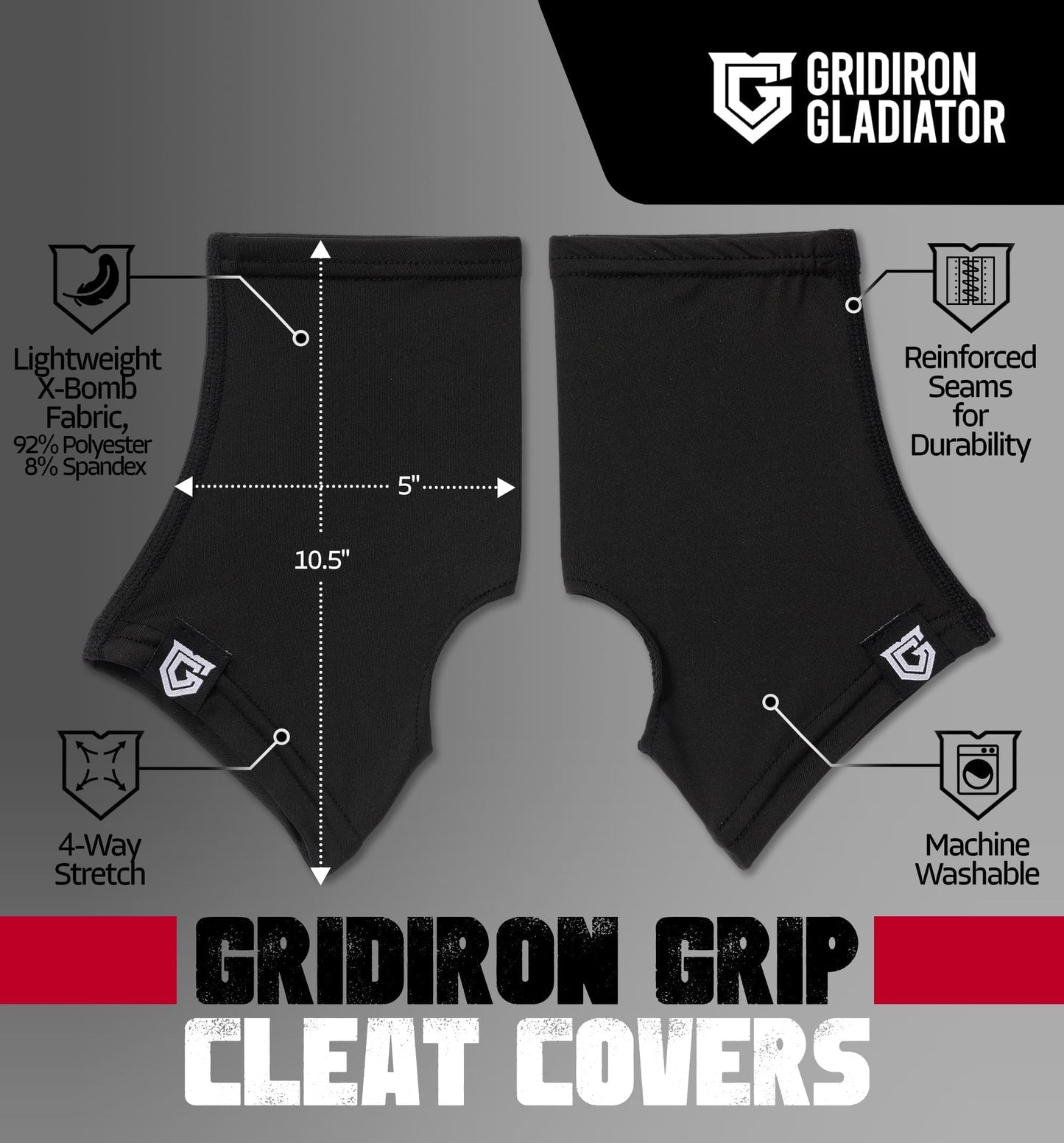 Gridiron Gladiator Football Spats - Spat Cleat Covers for Youth or Adult - Cover Cleats for Baseball Soccer Football - Shoe Sleeves - Sports Gear - Green - Medium