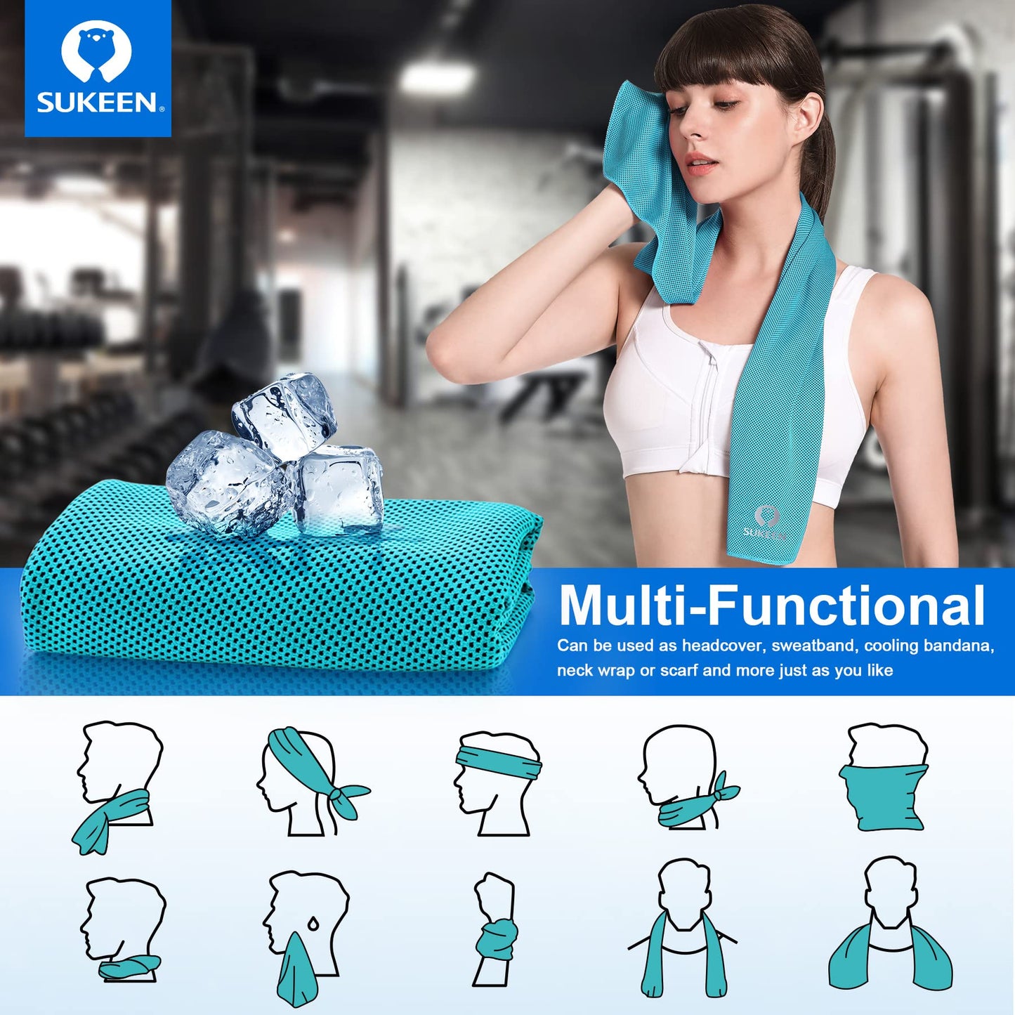 Sukeen 4 Pack Cooling Towels (40"x12"), Cooling Neck Wraps, Ice Towel, Soft Breathable Chilly Towel,Microfiber Towel for Yoga,Sport,Running,Gym,Workout,Camping,Fitness,Workout & More Activities