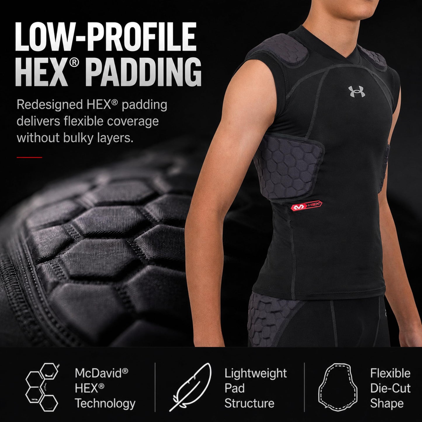Under Armour Gameday Pro 5-Pad Youth Football Compression Shirt Protective Top