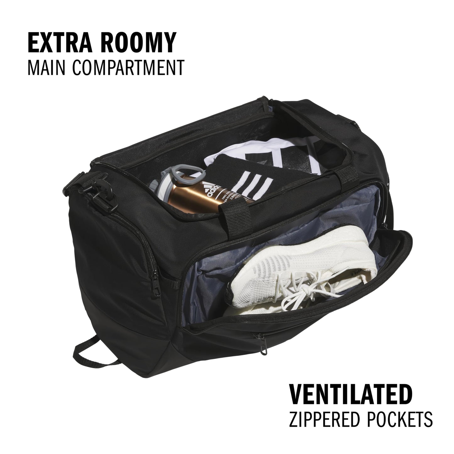 adidas Defender 5 Duffel Bag for Sports, Gym and Travel, Black, OSFA
