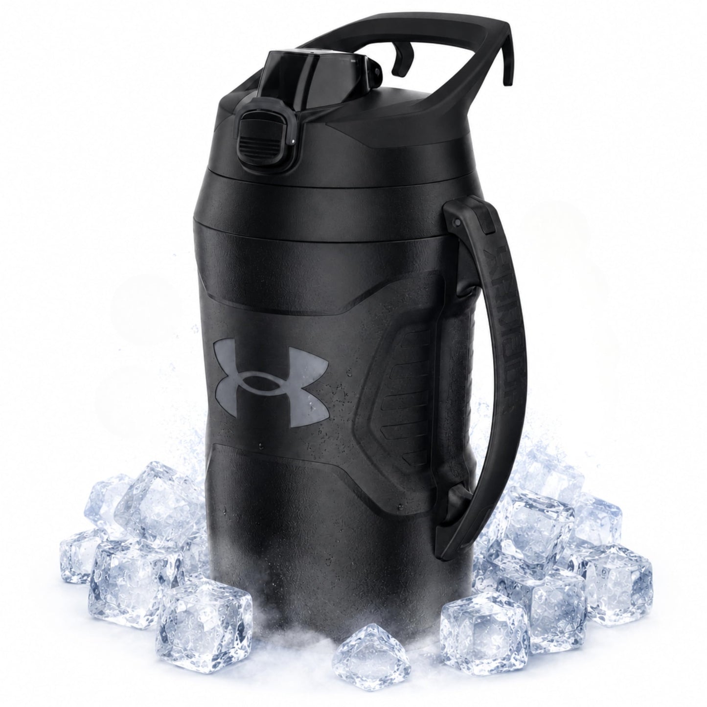 Under Armour Insulated Water Bottle with Handle & Fence Hook, Half Gallon Sports Water Jug, Leak-Resistant & BPA-Free for Baseball, Football & Gym - Black/Black, 64oz