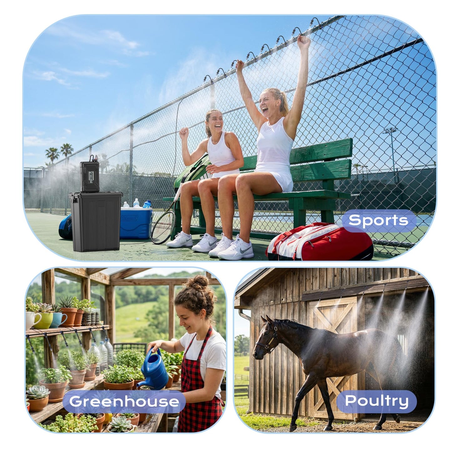 Portable 4 Gallon Misting System with 15000mAh Rechargeable Pump, 33FT Hose – Powerful Outdoor Water Bucket Misters for Outside Patio Cooling, Backyard, Canopy, Camping, Umbrella, Sports, Greenhouse