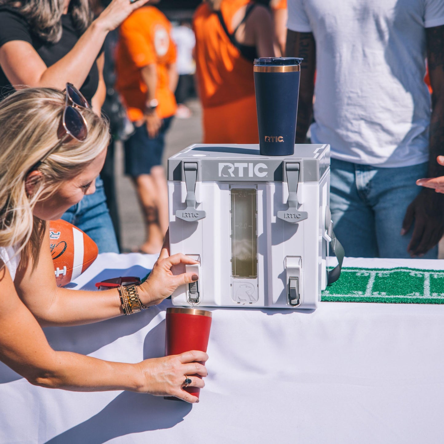 RTIC Halftime 3 Gallon Water Cooler Dispenser, Dual Taps, White | Insulated Beverage Dispenser for Sports, Parties, Camping, BBQ and Picnics, Dual Taps, Stackable, BPA Free