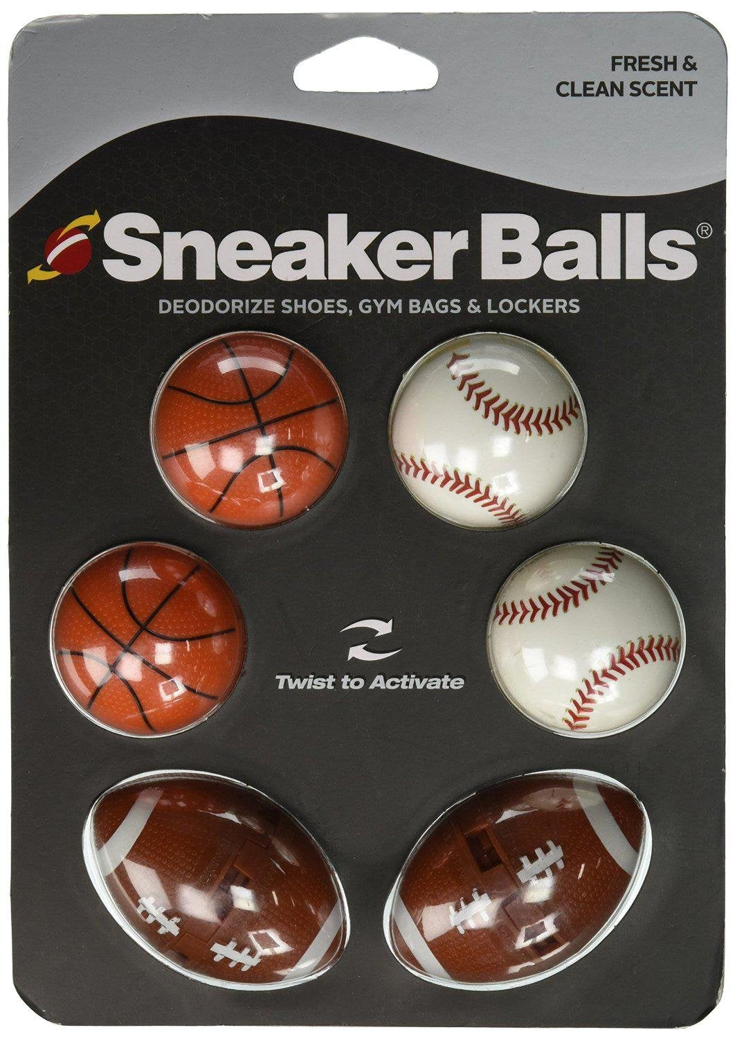 Sneaker Balls Odor-Fighting Shoe Fresheners, Eliminates Unpleasant Smells, Perfect For Sneakers, Gym Bags, Gear Bags, Drawers, Lockers, And More!, Football, 2 Pack