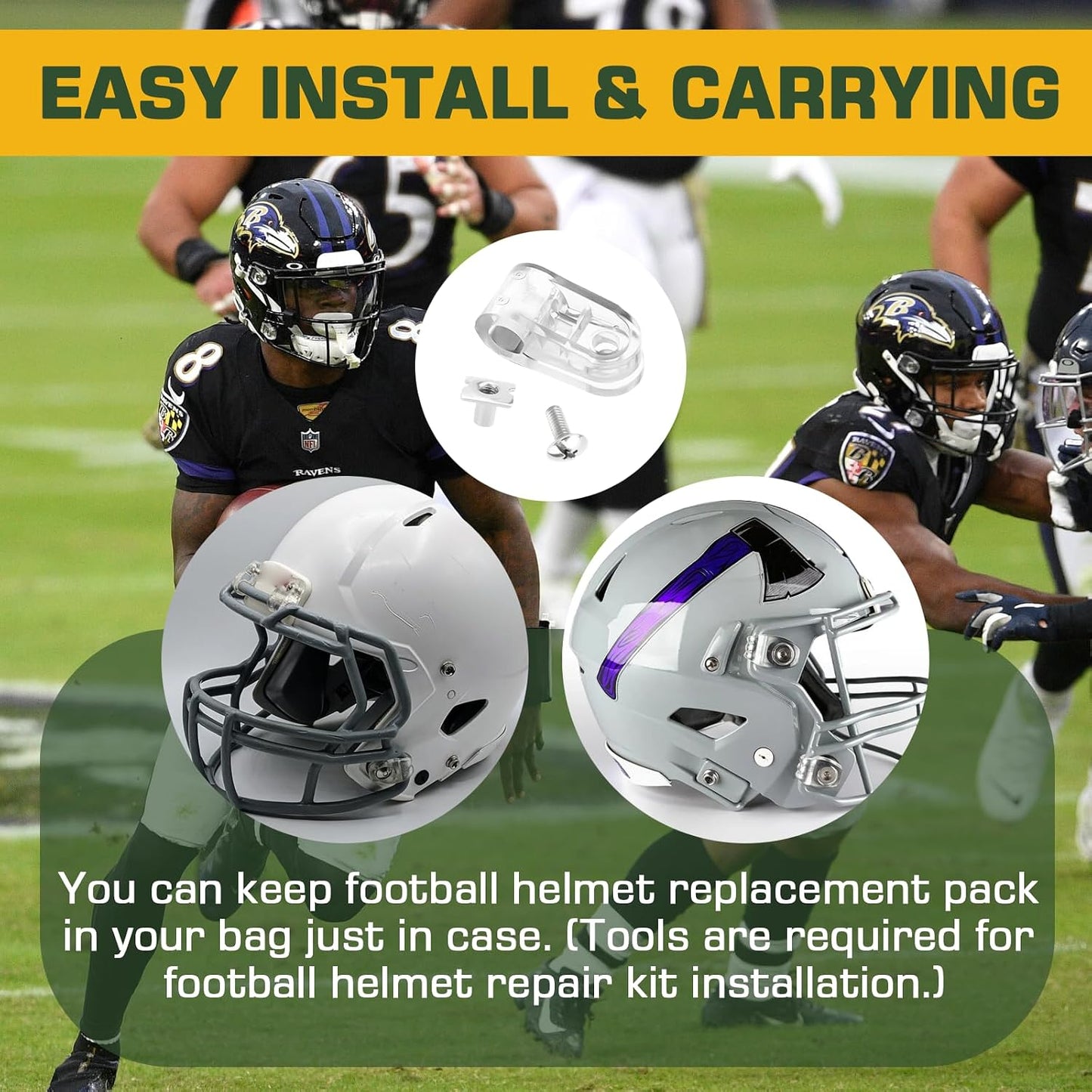Football Helmet Facemask Clips Kit for Riddell Speedflex Youth & Adult Helmet Repair Kit, Football Helmet Face Mask Bracket Hardware Kit Including Screws & Nuts - 4 PCS