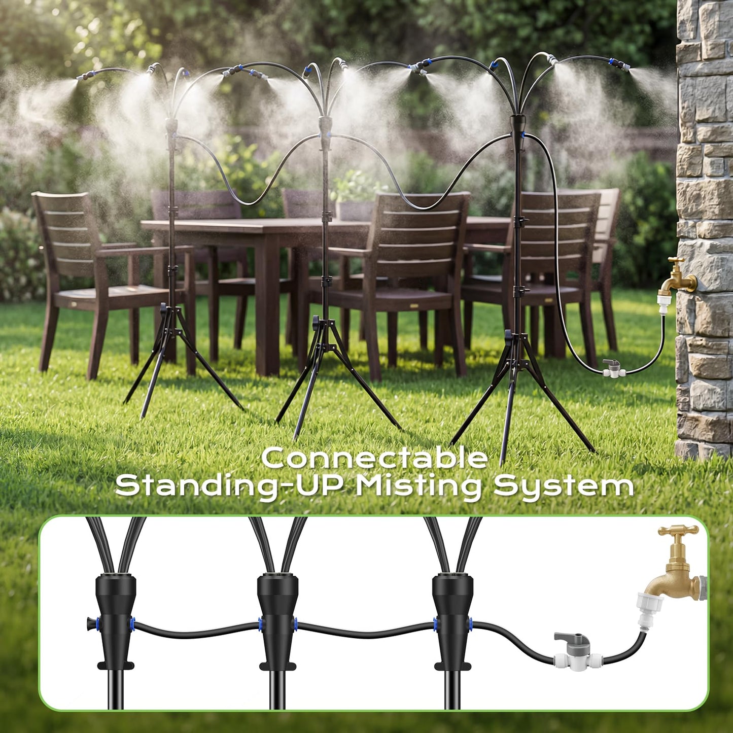 Portable 4 Gallon Misting System with 15000mAh Rechargeable Pump, 33FT Hose – Powerful Outdoor Water Bucket Misters for Outside Patio Cooling, Backyard, Canopy, Camping, Umbrella, Sports, Greenhouse