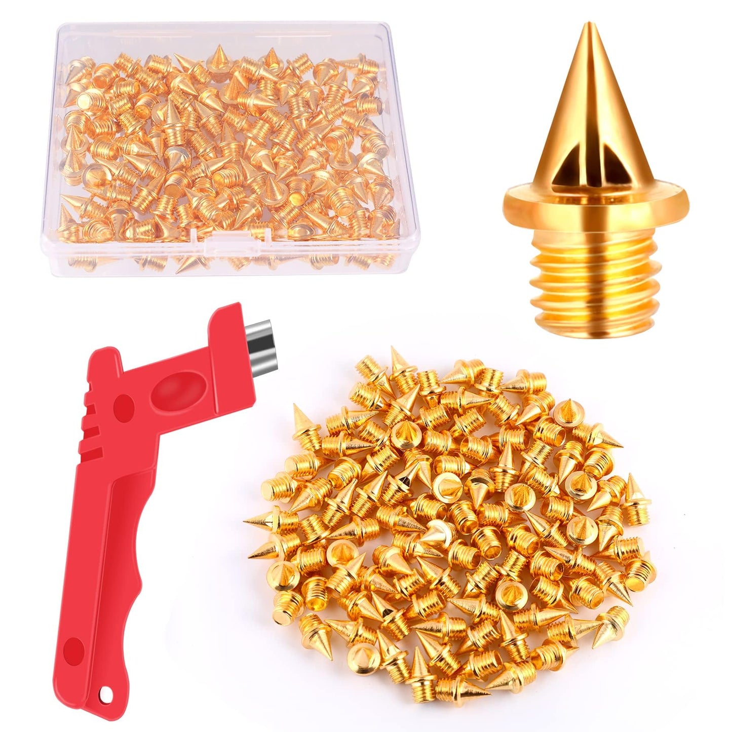 JULMELON 120PCS 1/4inch Stainless Steel Track and Cross Country Spikes Golf Shoe Spikes with Spike Wrench, Replacement Spikes for Sprint Sports Short Running Track Shoes