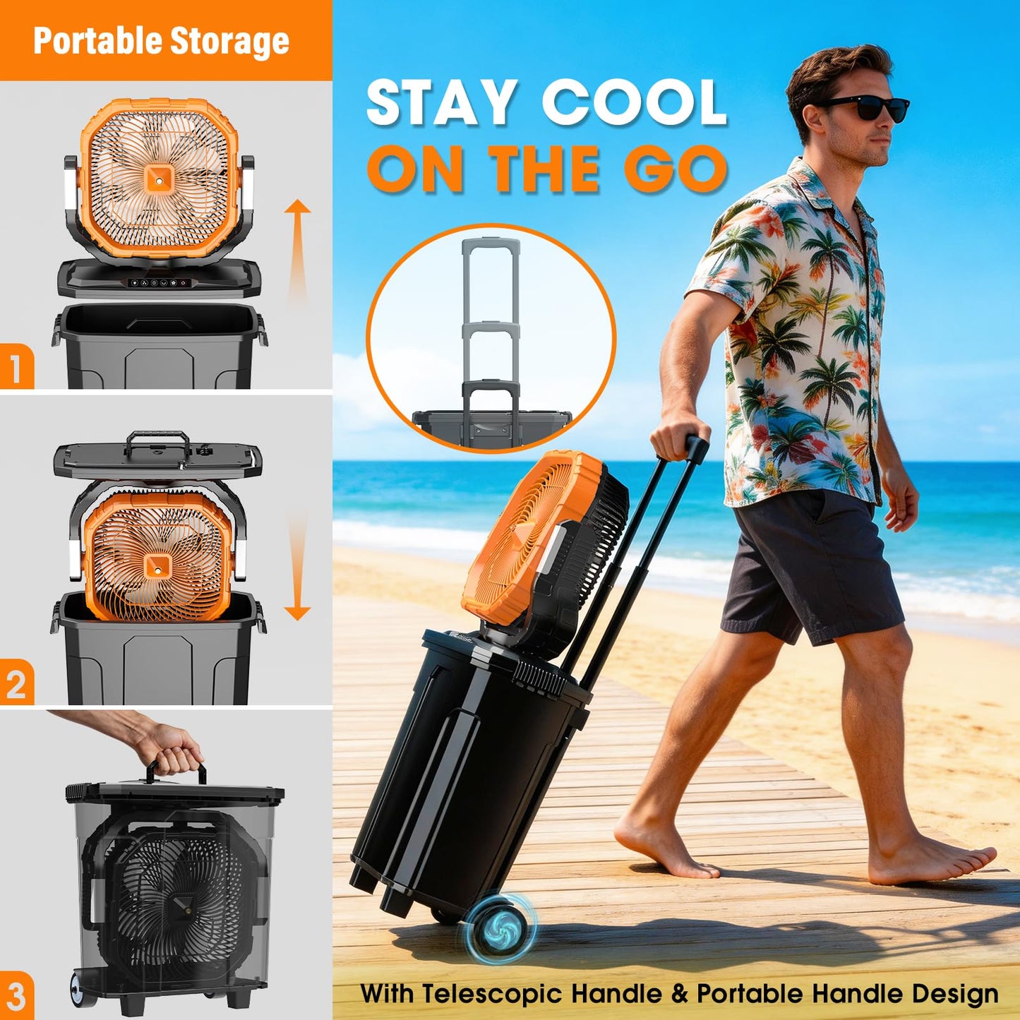 Ausic 5 Gal 12" Portable Misting Fan for Outside Patios, 30000mAh Outdoor Oscillating Rechargeable Battery Fan, Cooling Water Camping Fan with Telescopic Handle/Remote, Summer Essentials